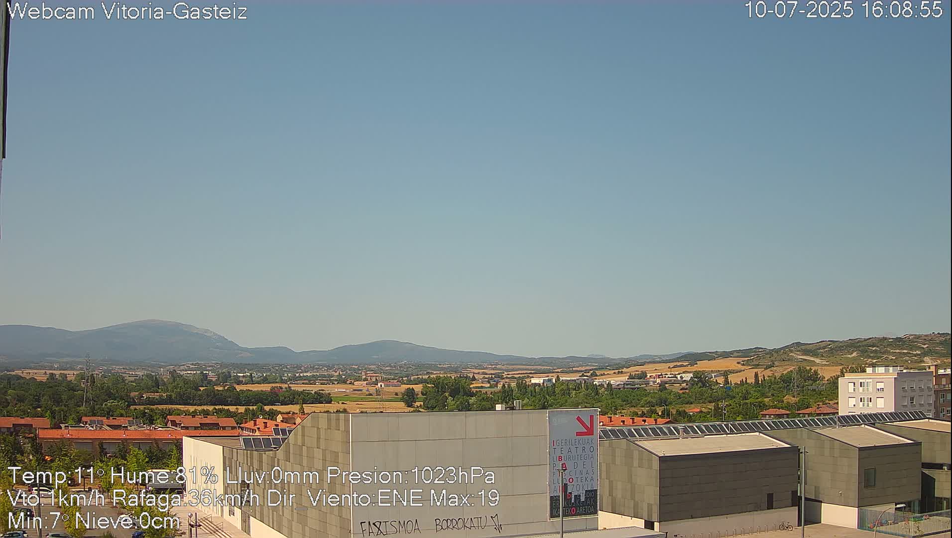 Gorbea Mount & Plain from Vitoria-Gasteiz Live Cam - Araba, Basque, Spain