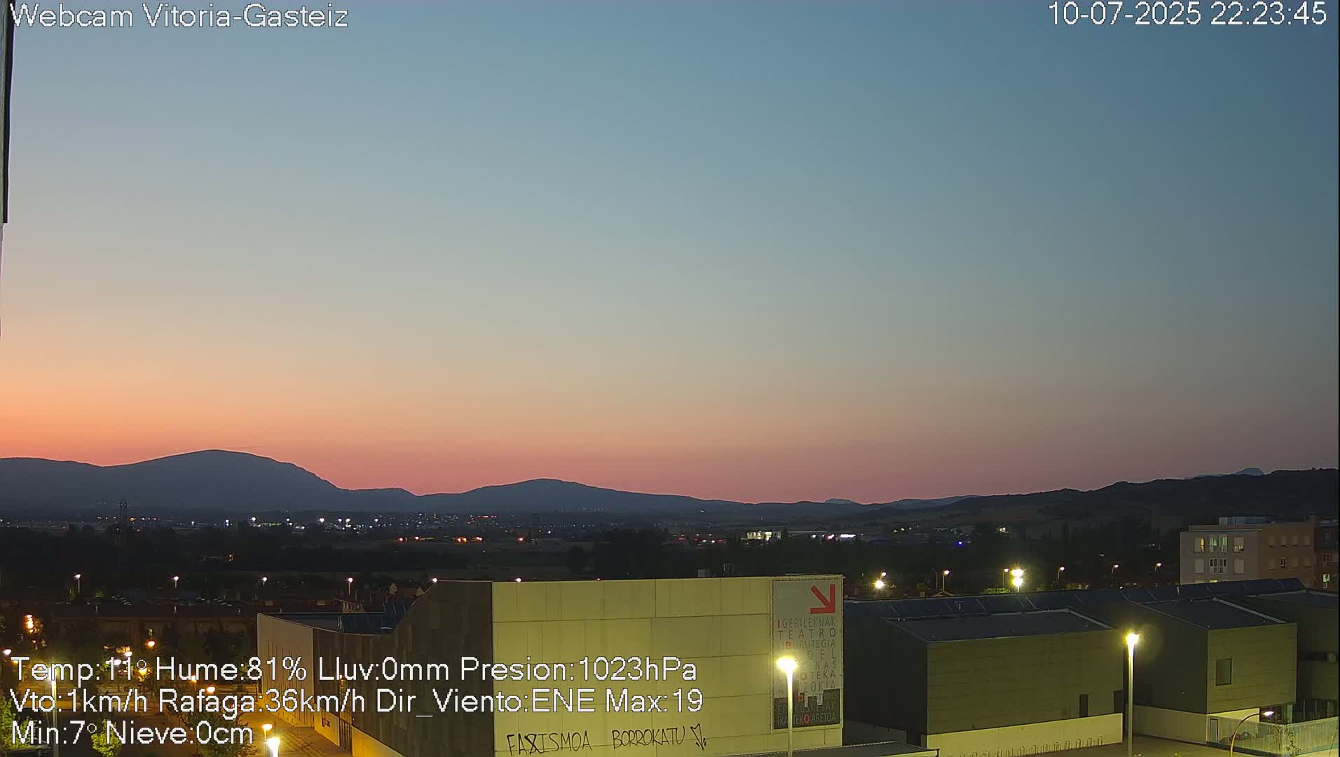 Gorbea Mount & Plain from Vitoria-Gasteiz Live Cam - Araba, Basque, Spain