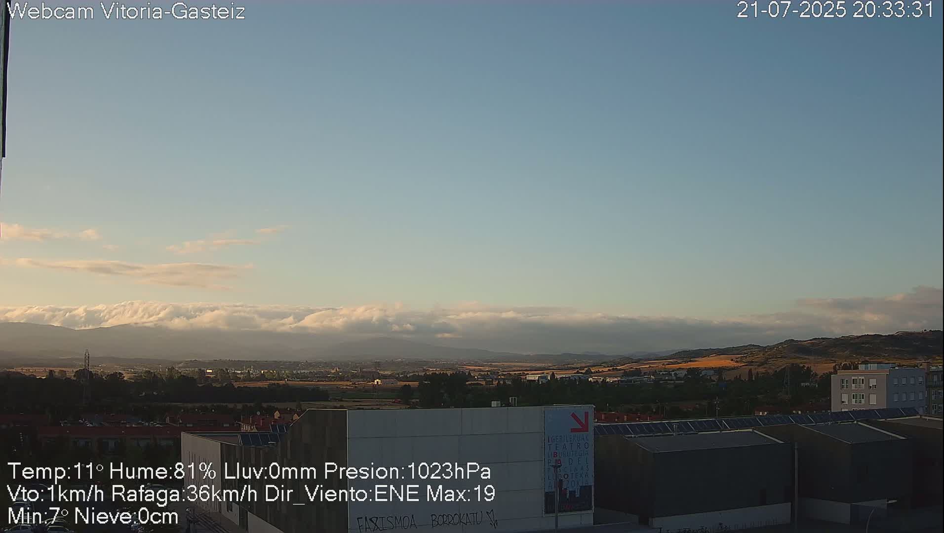 Gorbea Mount & Plain from Vitoria-Gasteiz Live Cam - Araba, Basque, Spain