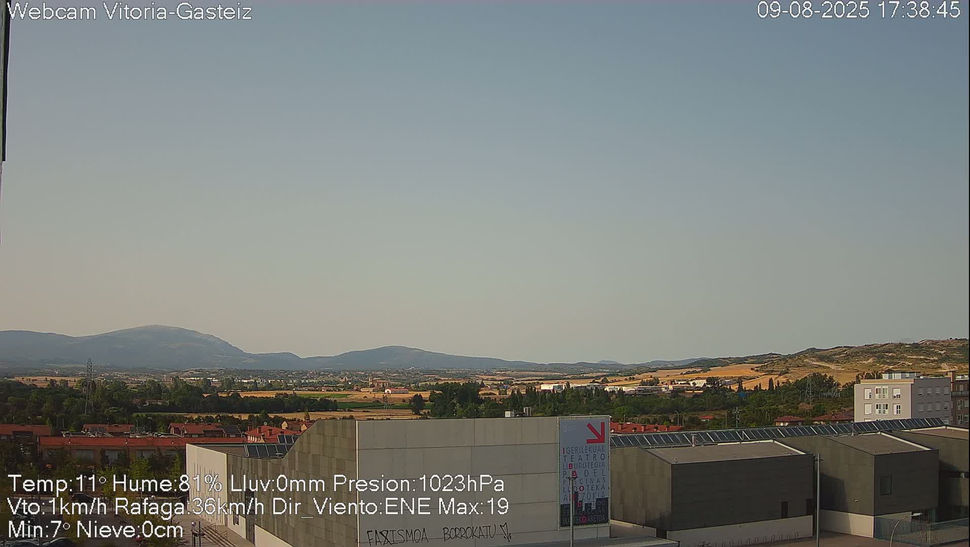 Gorbea Mount & Plain from Vitoria-Gasteiz Live Cam - Araba, Basque, Spain