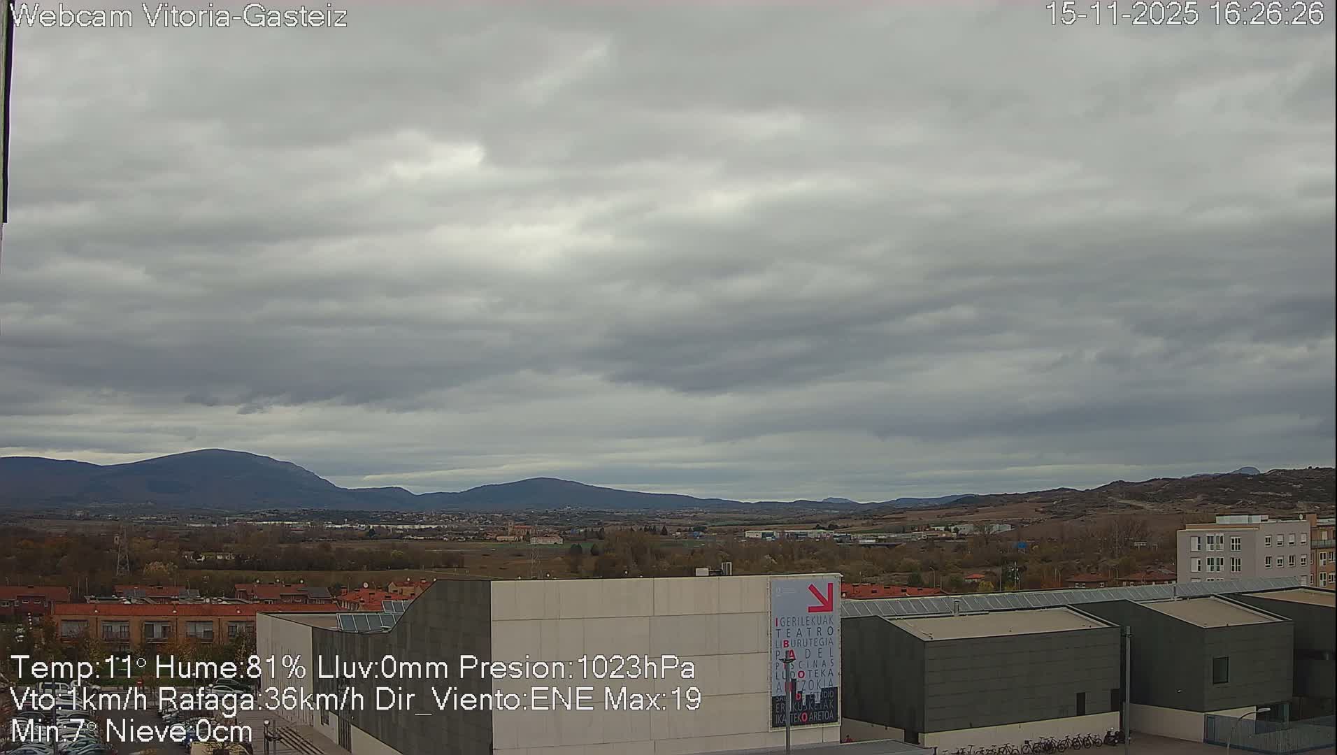Gorbea Mount & Plain from Vitoria-Gasteiz Live Cam - Araba, Basque, Spain