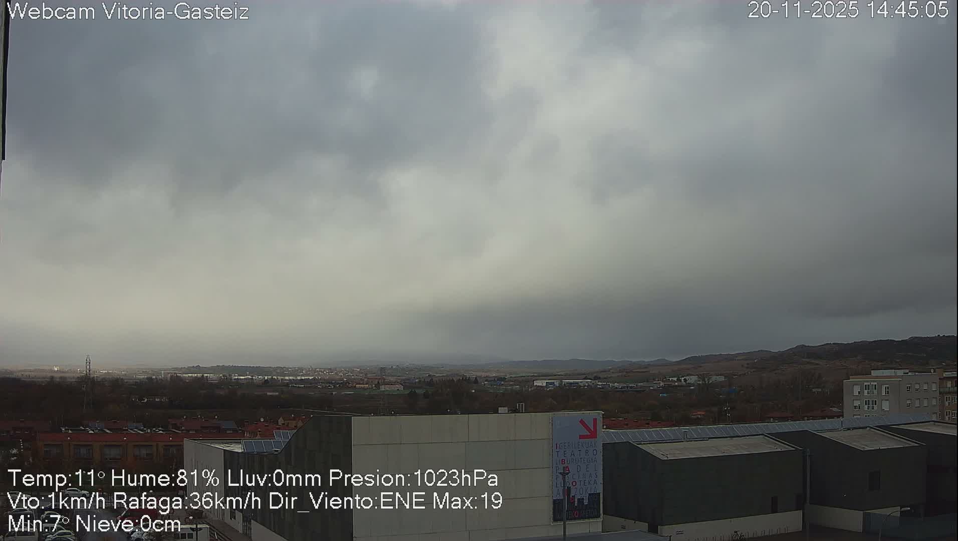 Gorbea Mount & Plain from Vitoria-Gasteiz Live Cam - Araba, Basque, Spain