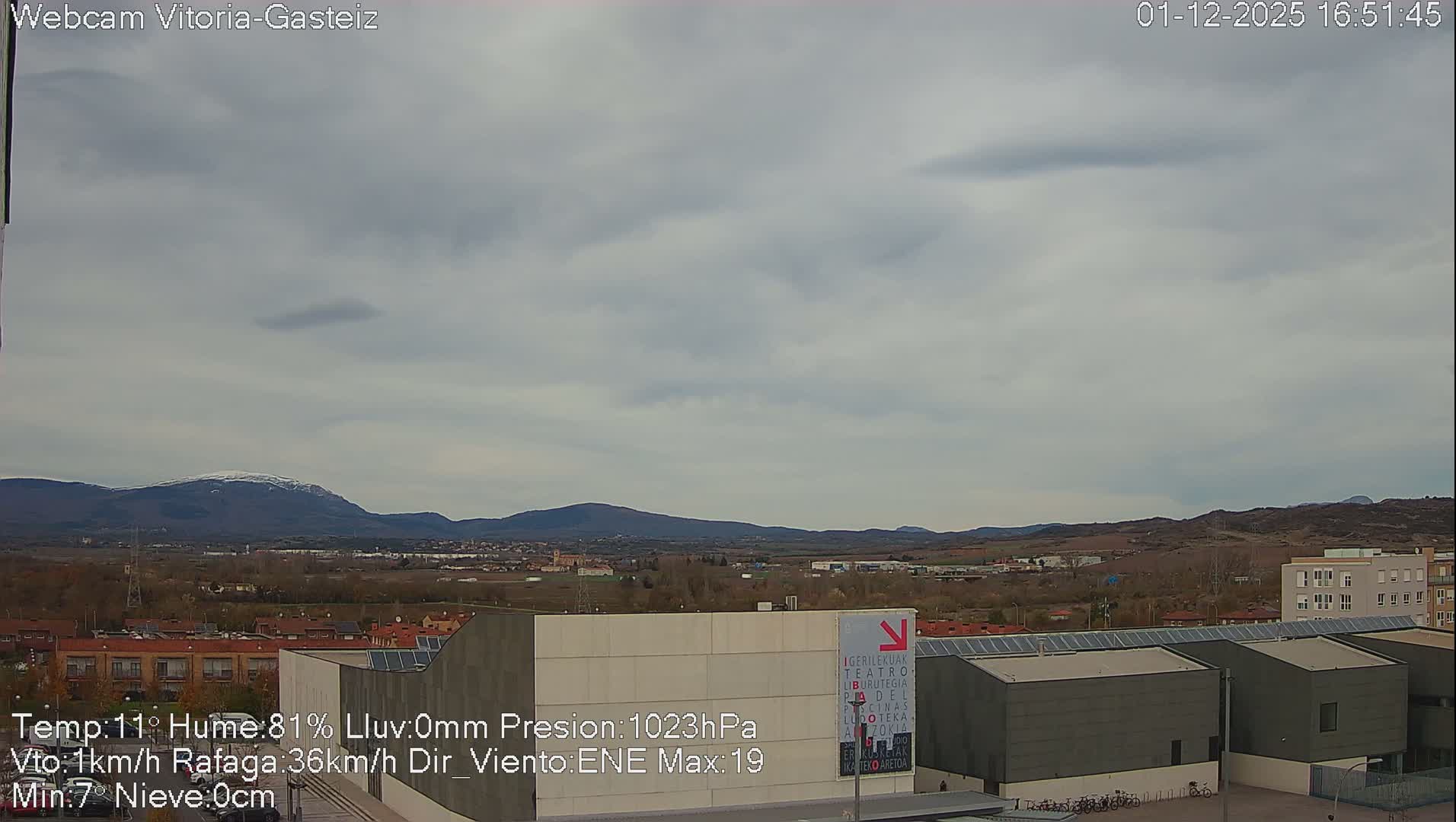 Gorbea Mount & Plain from Vitoria-Gasteiz Live Cam - Araba, Basque, Spain