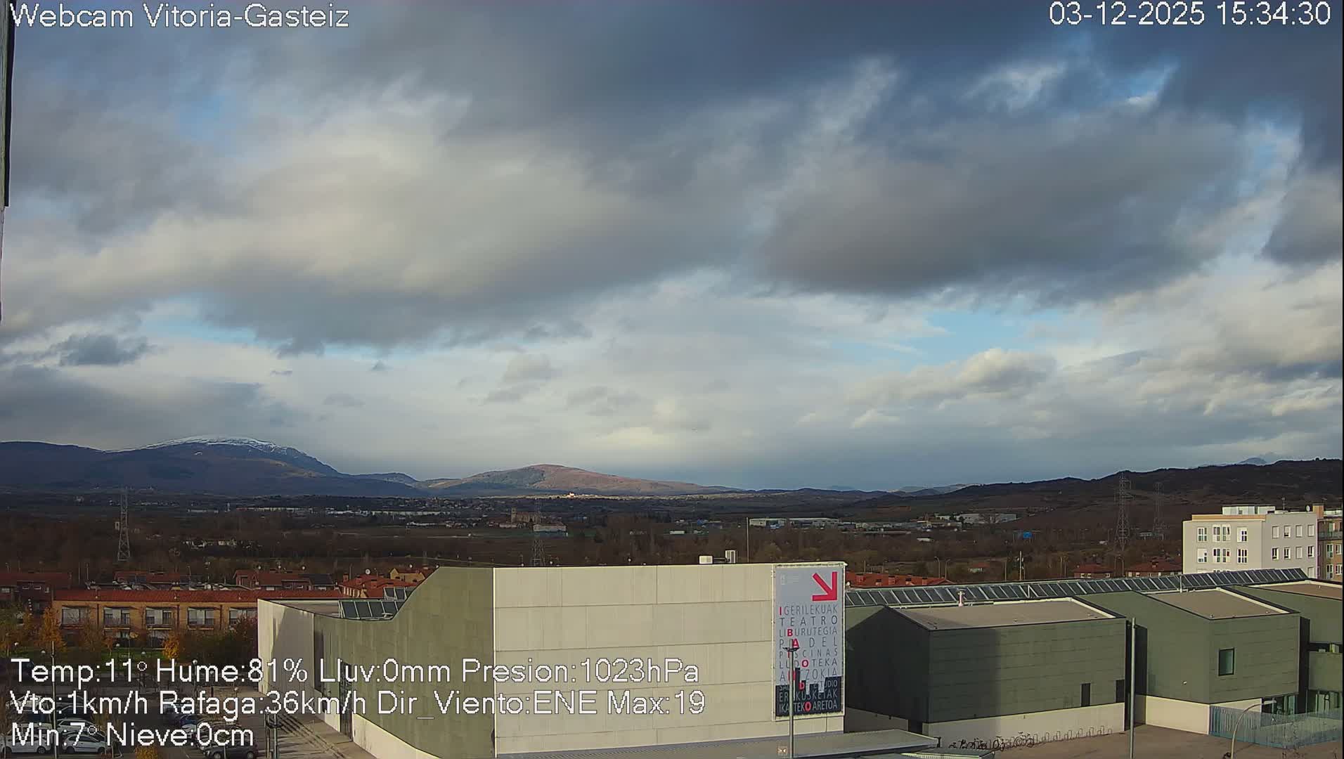 Gorbea Mount & Plain from Vitoria-Gasteiz Live Cam - Araba, Basque, Spain