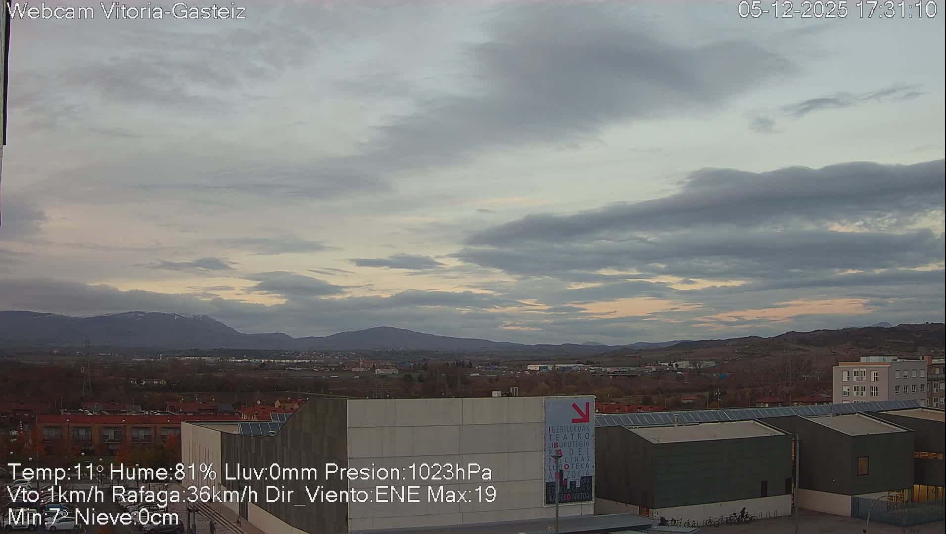 Gorbea Mount & Plain from Vitoria-Gasteiz Live Cam - Araba, Basque, Spain