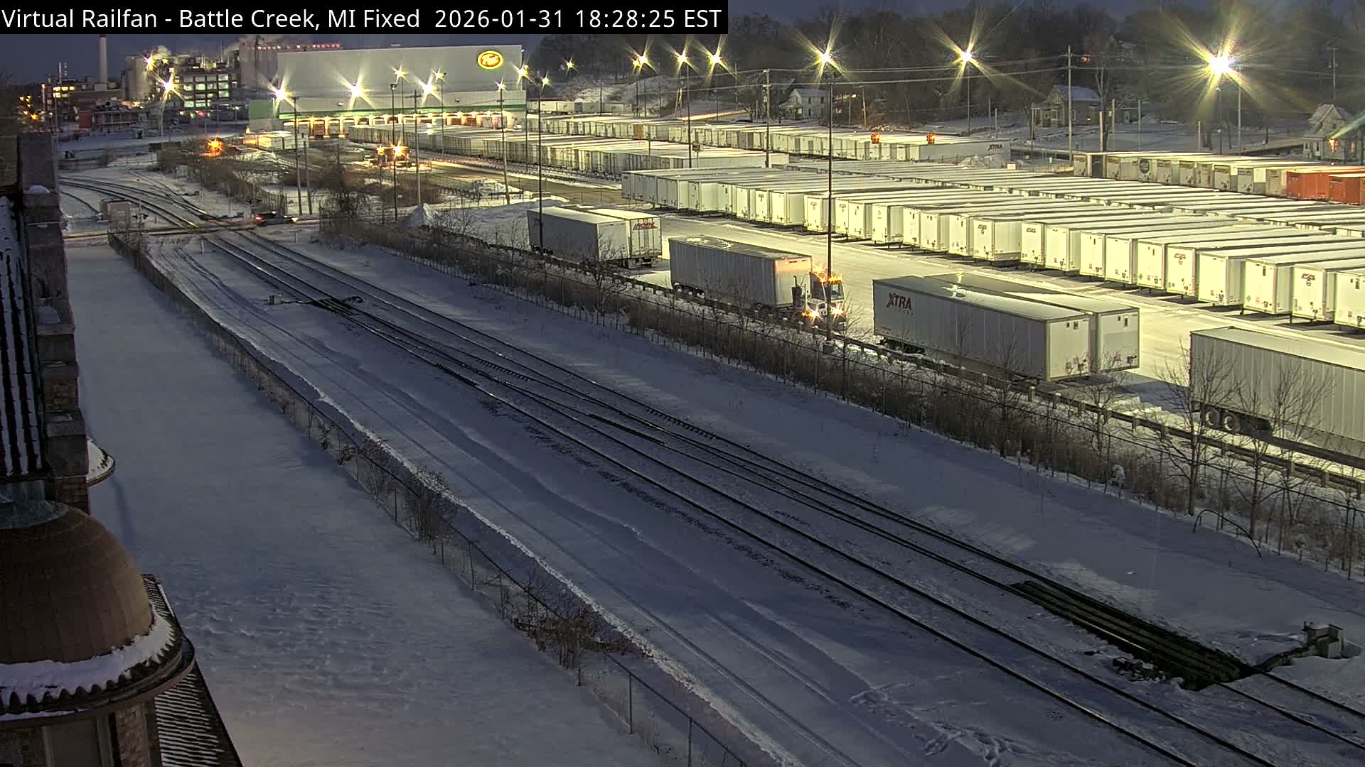 Michigan, Battle Creek Railroad Crossing & Post Shipping & Receving Depot Live Cam - Battle Creek, Calhoun, Michigan, USA