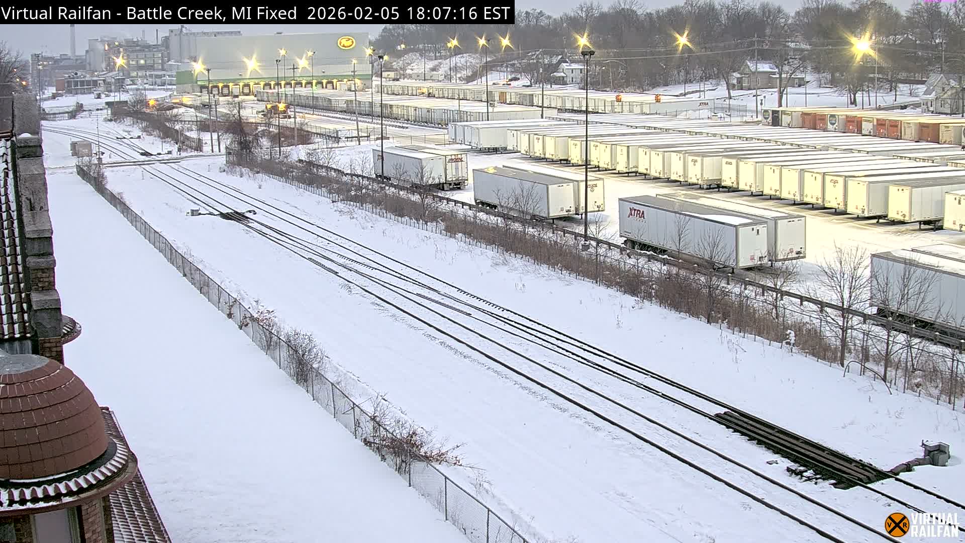 Michigan, Battle Creek Railroad Crossing & Post Shipping & Receving Depot Live Cam - Battle Creek, Calhoun, Michigan, USA