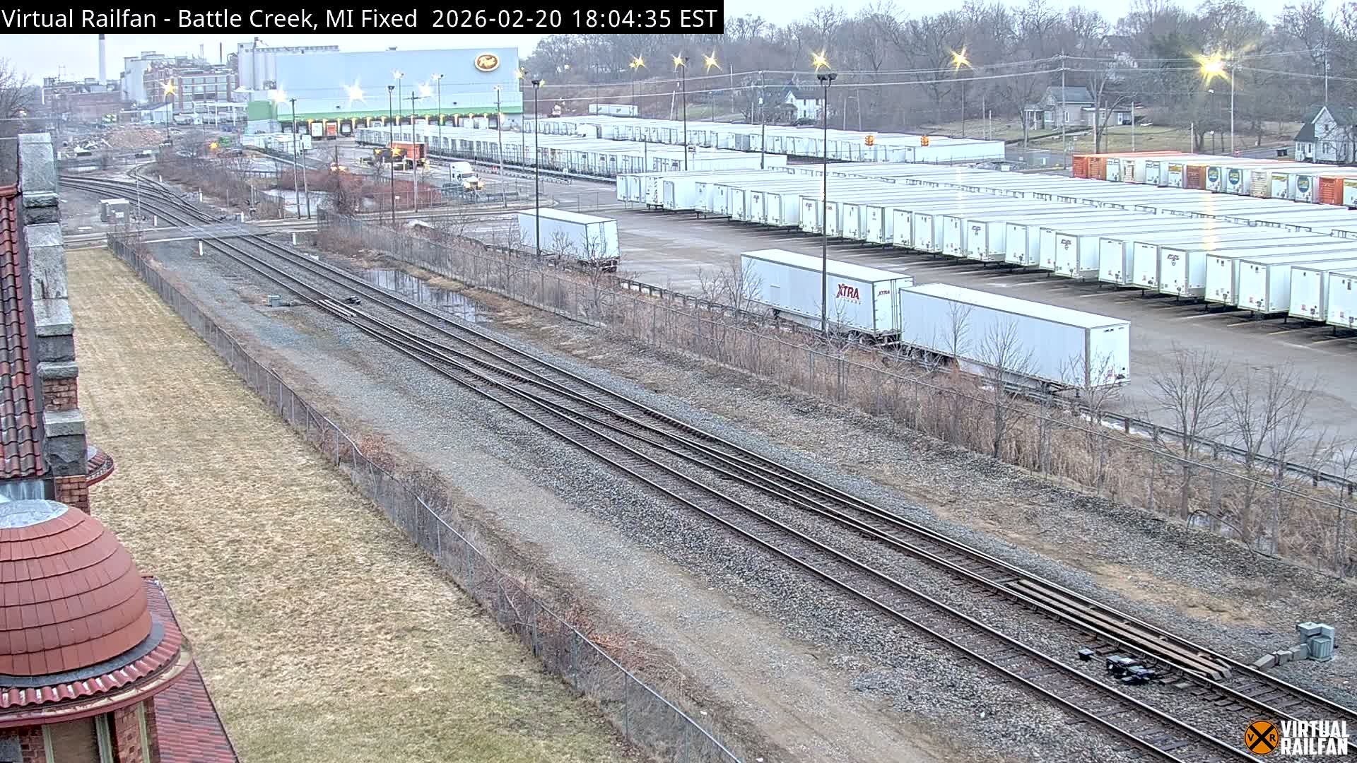 Michigan, Battle Creek Railroad Crossing & Post Shipping & Receving Depot Live Cam - Battle Creek, Calhoun, Michigan, USA