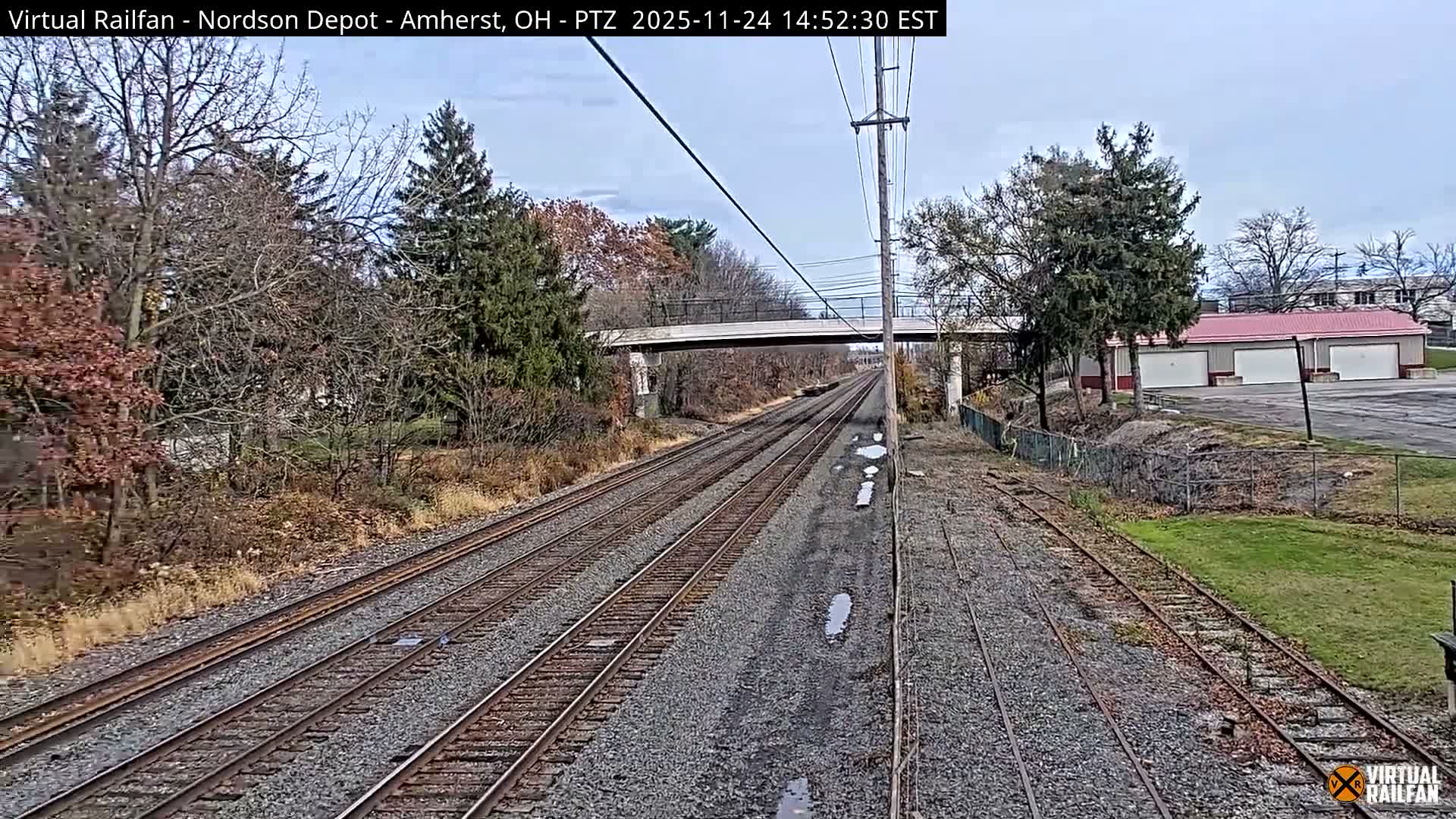 Ohio, Amherst City & Nordson Depot & Rail Crossing  PTZ towards East Live Cam - Amherst, Lorain, Ohio, USA