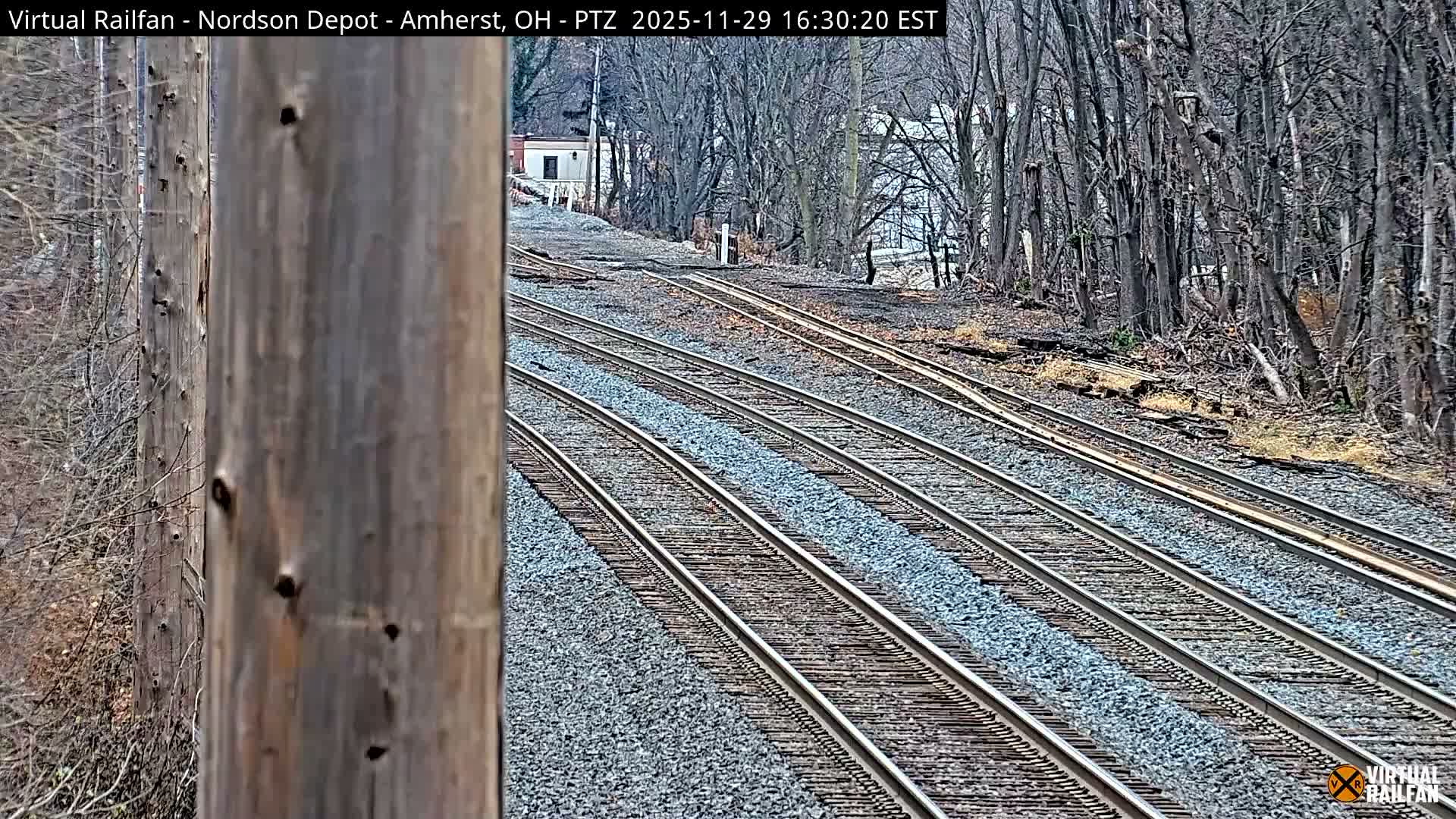Ohio, Amherst City & Nordson Depot & Rail Crossing  PTZ towards East Live Cam - Amherst, Lorain, Ohio, USA