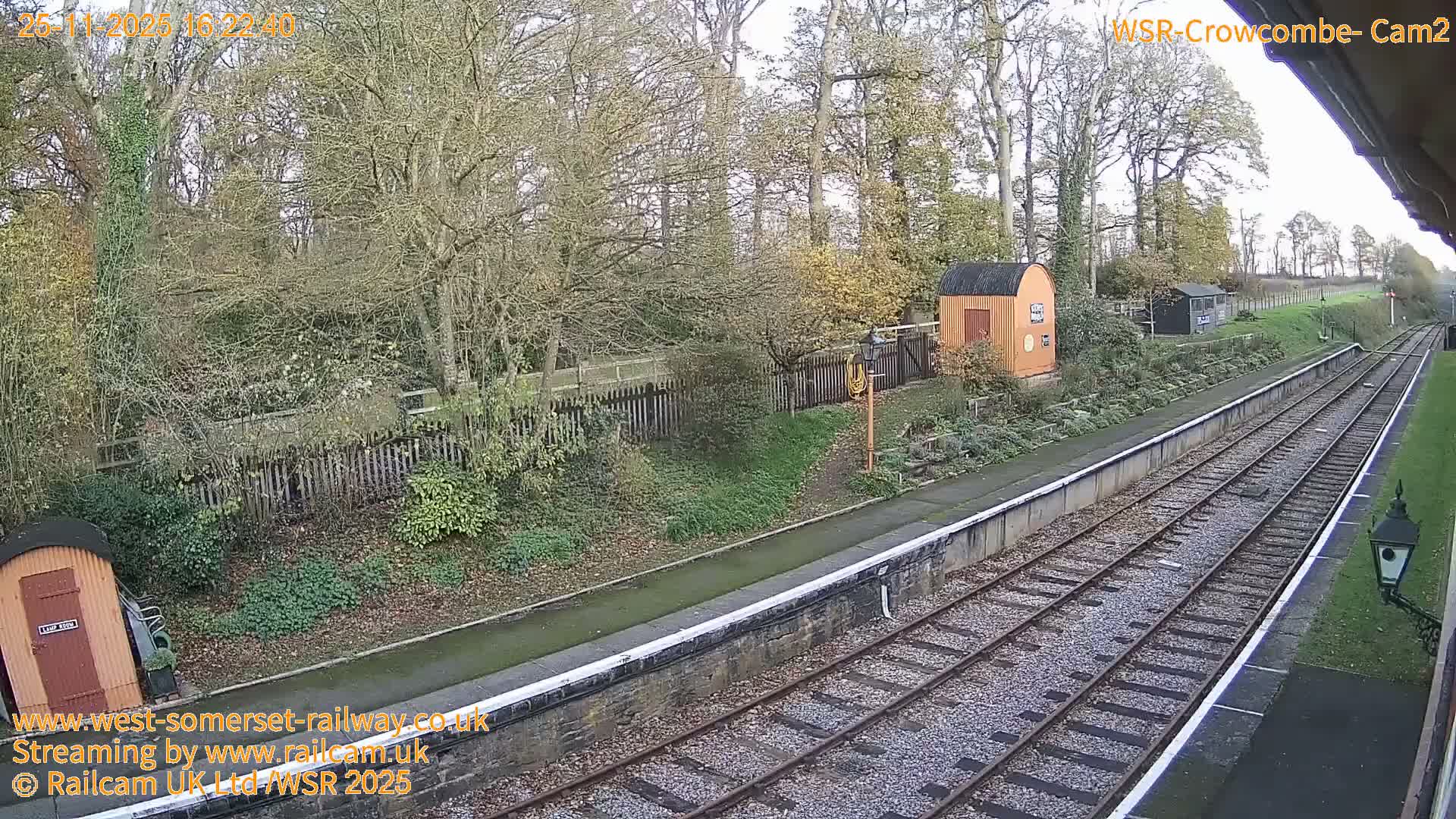 West Somerset Railway, Crowcombe Heathfield Railway Station towards East Live Cam - Taunton, Somerset, South West, England, United Kingdom
