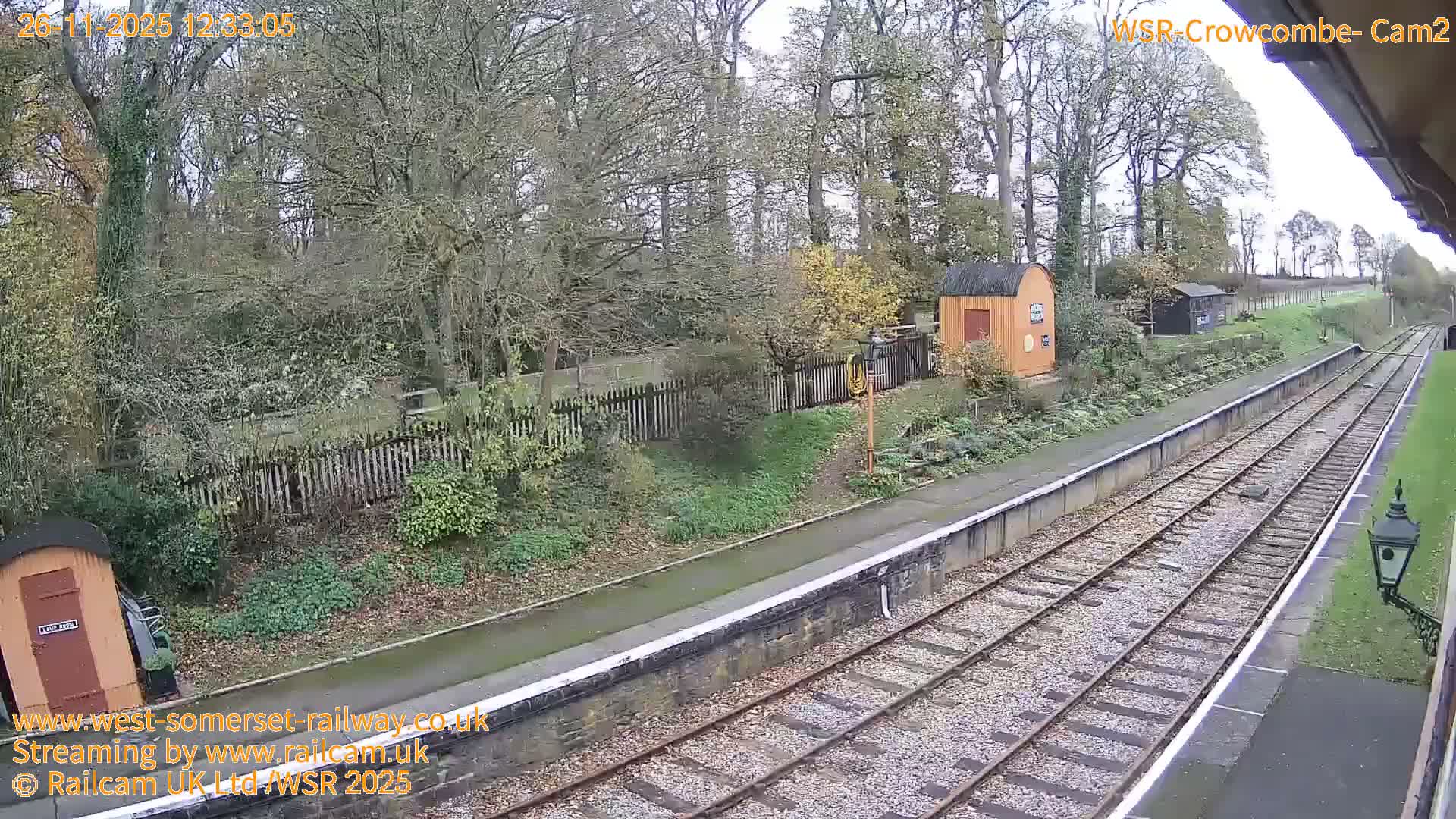 West Somerset Railway, Crowcombe Heathfield Railway Station towards East Live Cam - Taunton, Somerset, South West, England, United Kingdom