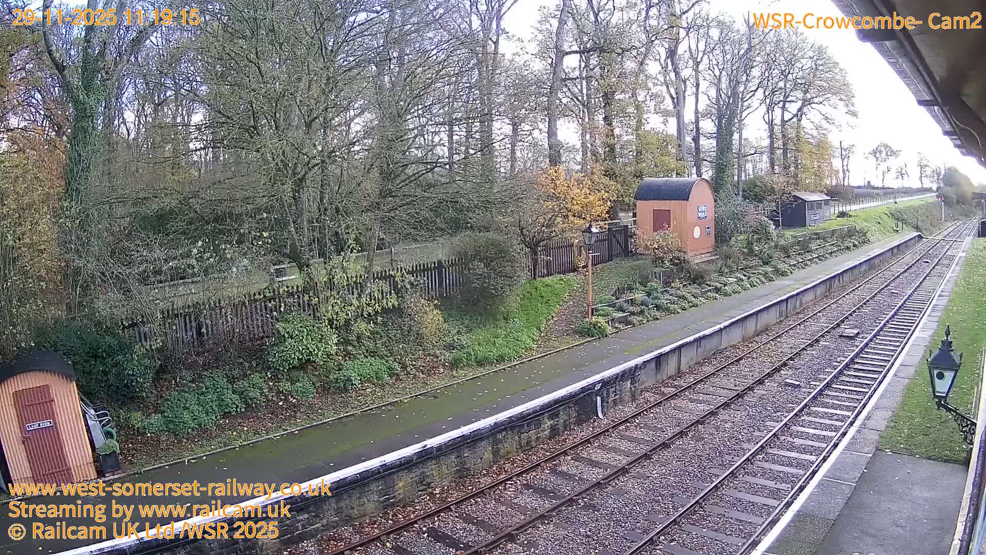 West Somerset Railway, Crowcombe Heathfield Railway Station towards East Live Cam - Taunton, Somerset, South West, England, United Kingdom