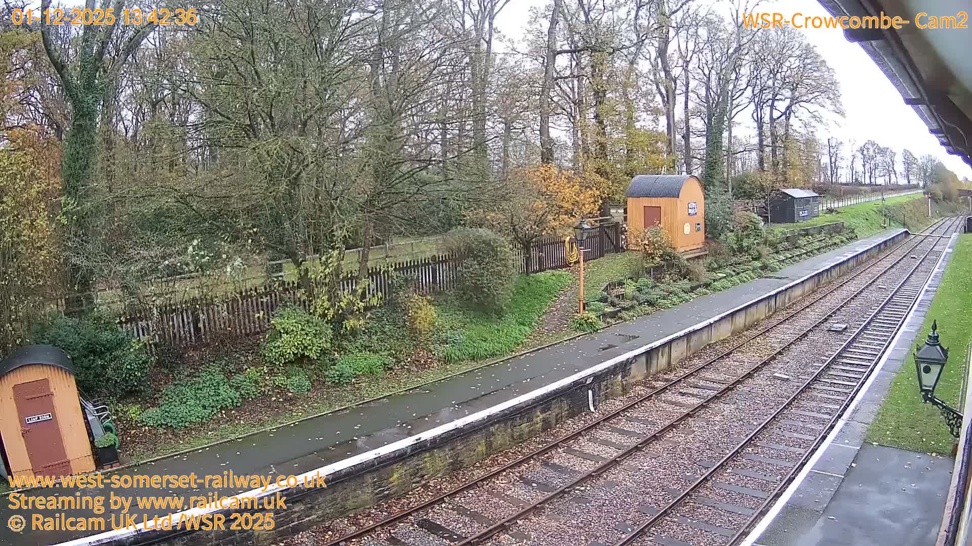West Somerset Railway, Crowcombe Heathfield Railway Station towards East Live Cam - Taunton, Somerset, South West, England, United Kingdom