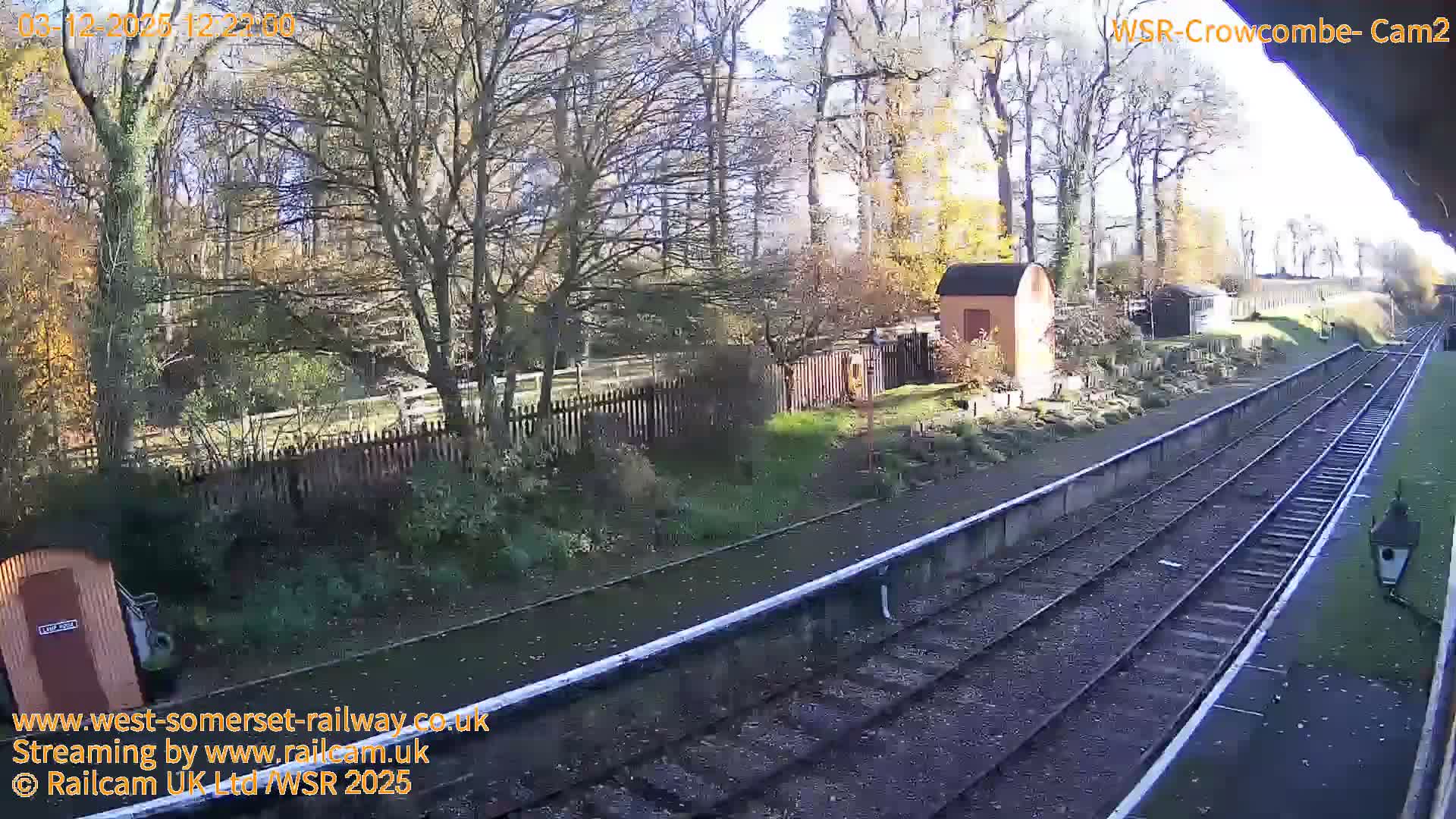 West Somerset Railway, Crowcombe Heathfield Railway Station towards East Live Cam - Taunton, Somerset, South West, England, United Kingdom