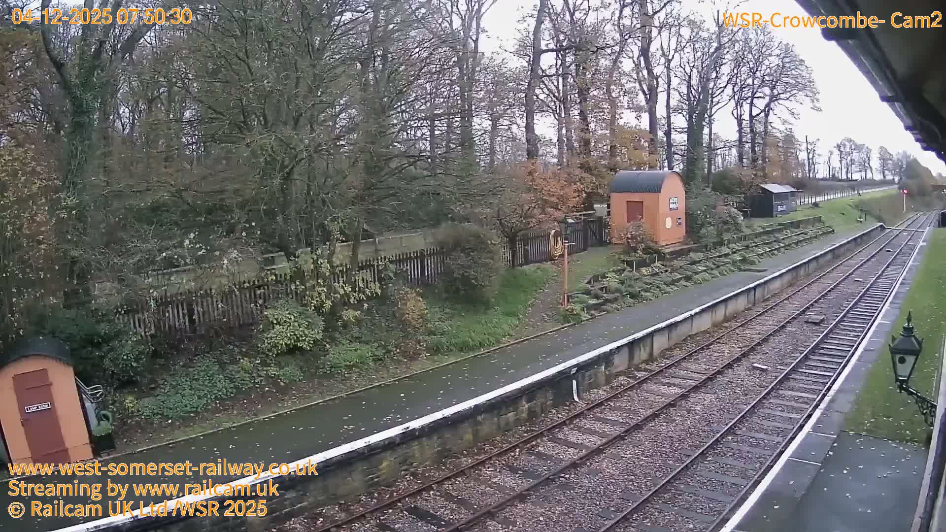 West Somerset Railway, Crowcombe Heathfield Railway Station towards East Live Cam - Taunton, Somerset, South West, England, United Kingdom