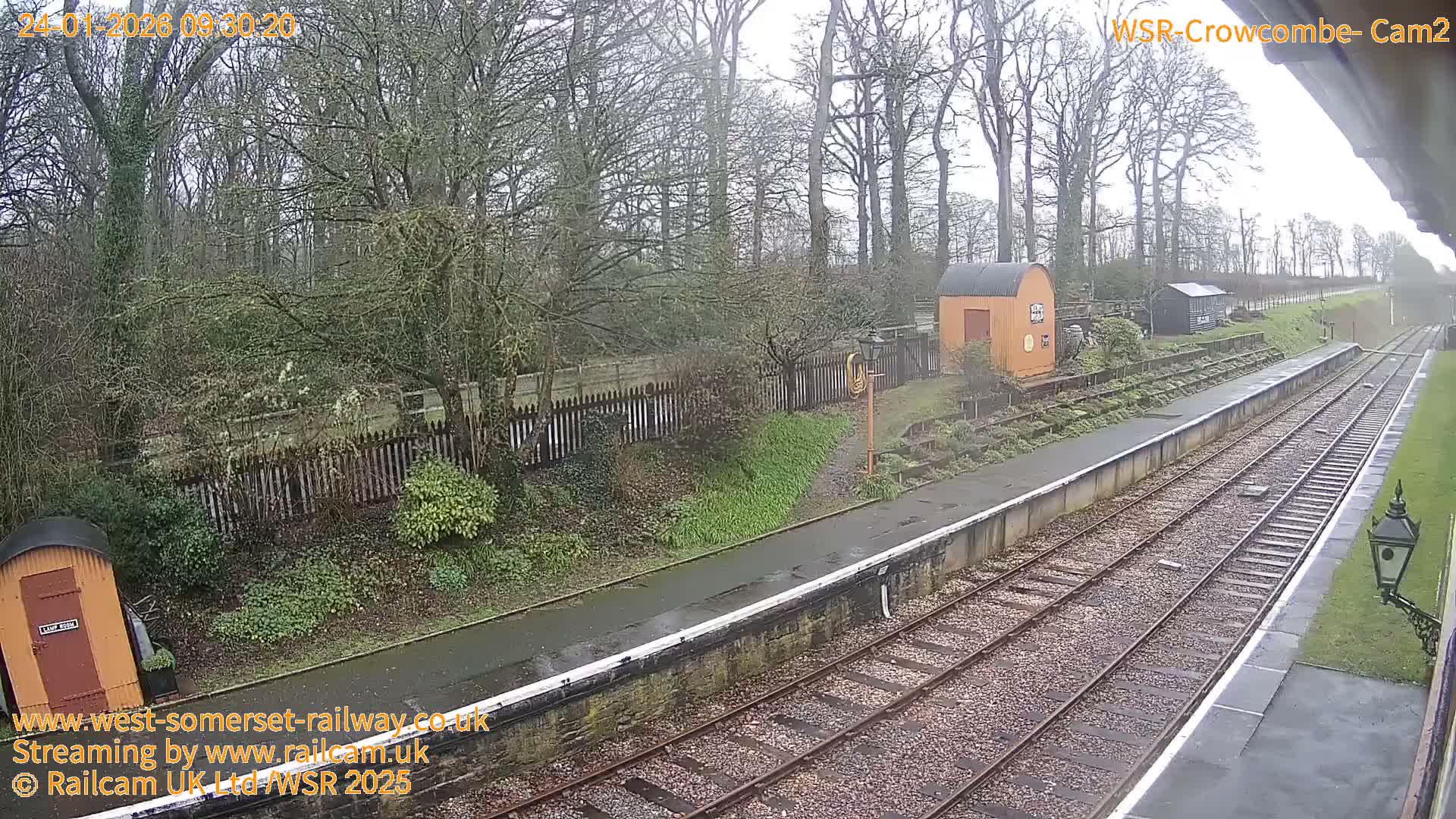 West Somerset Railway, Crowcombe Heathfield Railway Station towards East Live Cam - Taunton, Somerset, South West, England, United Kingdom