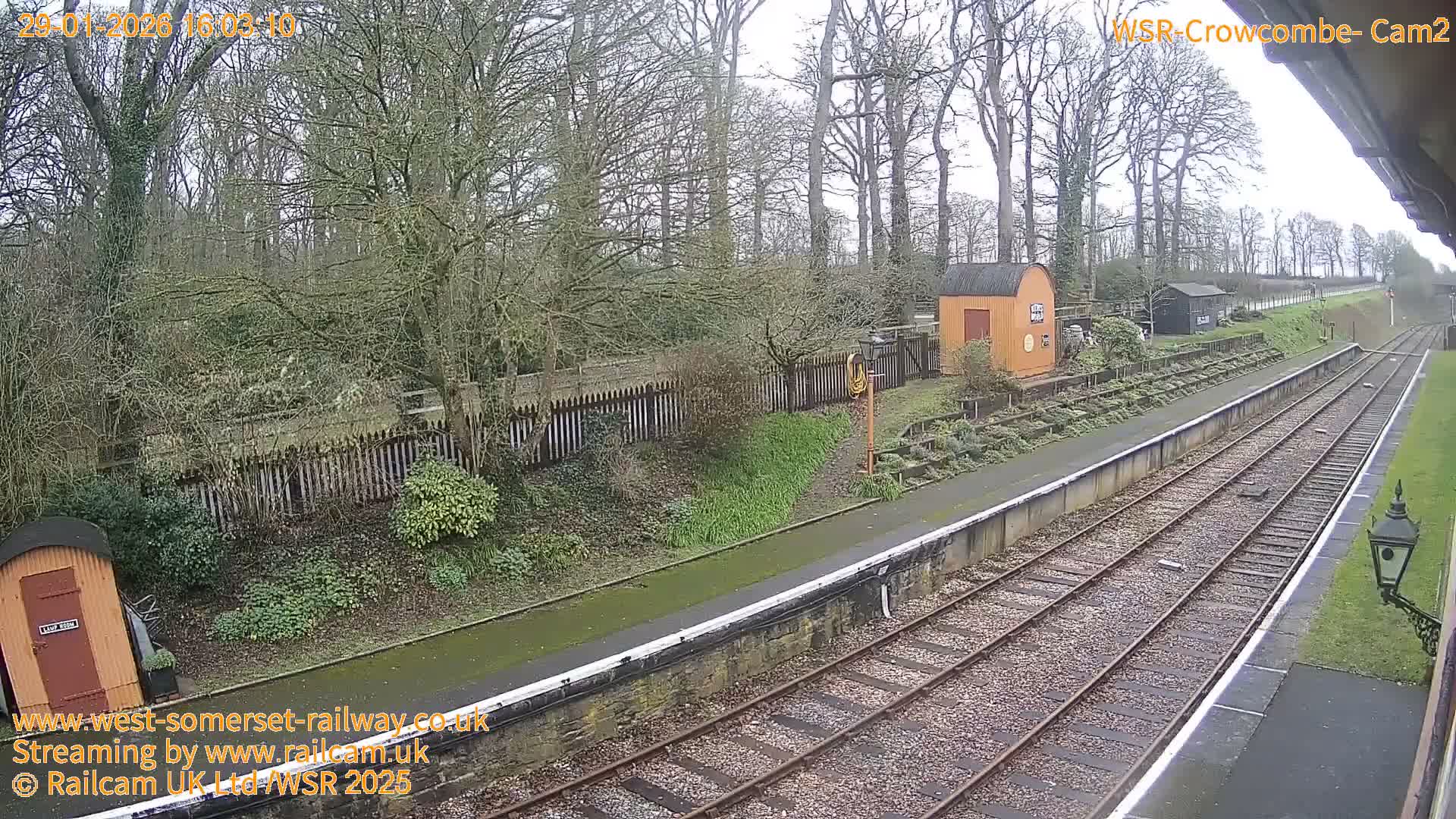 West Somerset Railway, Crowcombe Heathfield Railway Station towards East Live Cam - Taunton, Somerset, South West, England, United Kingdom