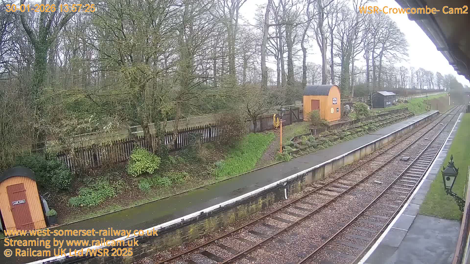 West Somerset Railway, Crowcombe Heathfield Railway Station towards East Live Cam - Taunton, Somerset, South West, England, United Kingdom