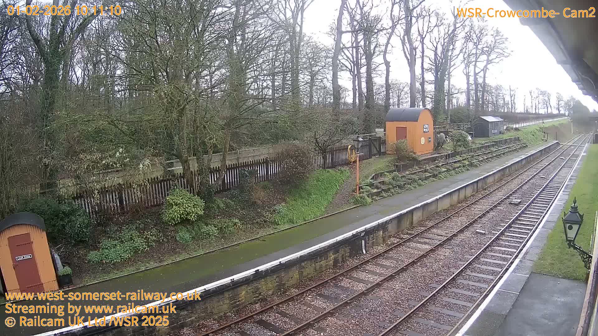 West Somerset Railway, Crowcombe Heathfield Railway Station towards East Live Cam - Taunton, Somerset, South West, England, United Kingdom