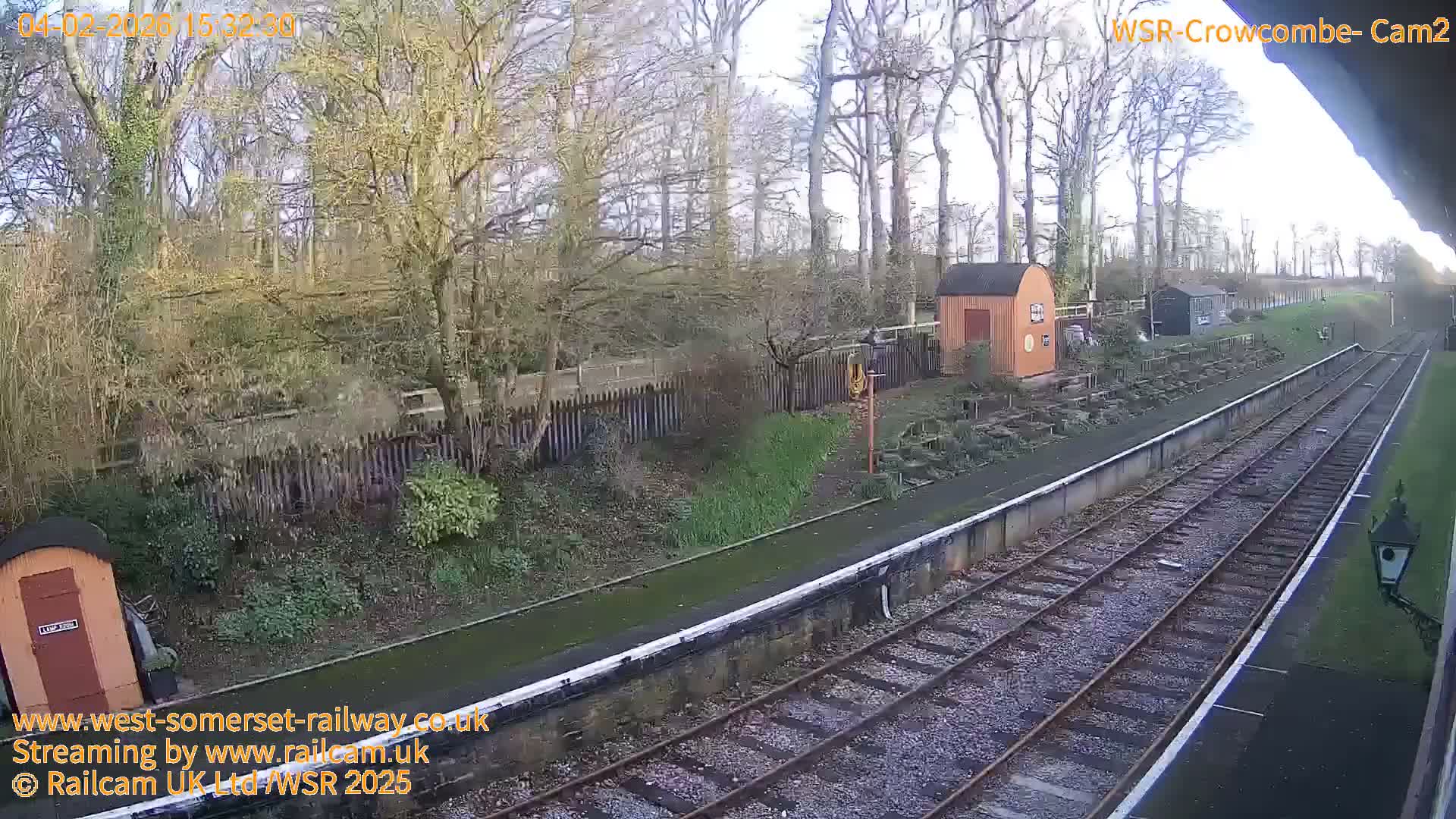 West Somerset Railway, Crowcombe Heathfield Railway Station towards East Live Cam - Taunton, Somerset, South West, England, United Kingdom