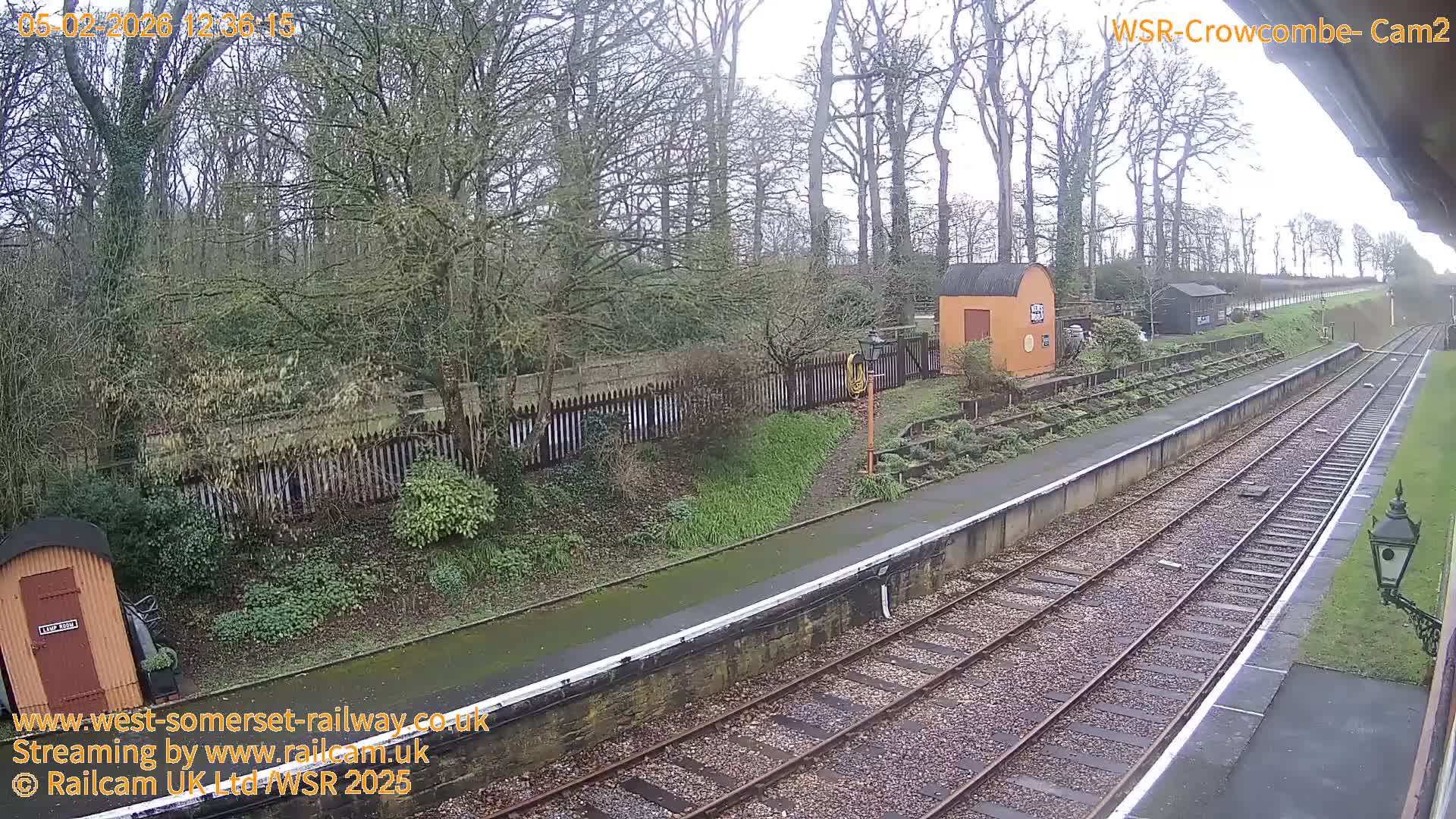West Somerset Railway, Crowcombe Heathfield Railway Station towards East Live Cam - Taunton, Somerset, South West, England, United Kingdom