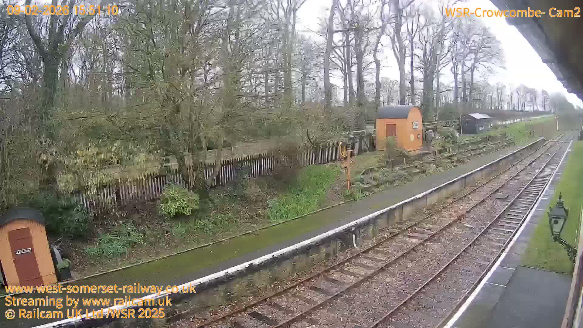 West Somerset Railway, Crowcombe Heathfield Railway Station towards East Live Cam - Taunton, Somerset, South West, England, United Kingdom