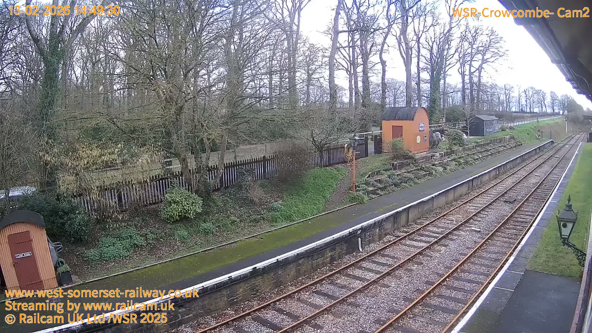 West Somerset Railway, Crowcombe Heathfield Railway Station towards East Live Cam - Taunton, Somerset, South West, England, United Kingdom