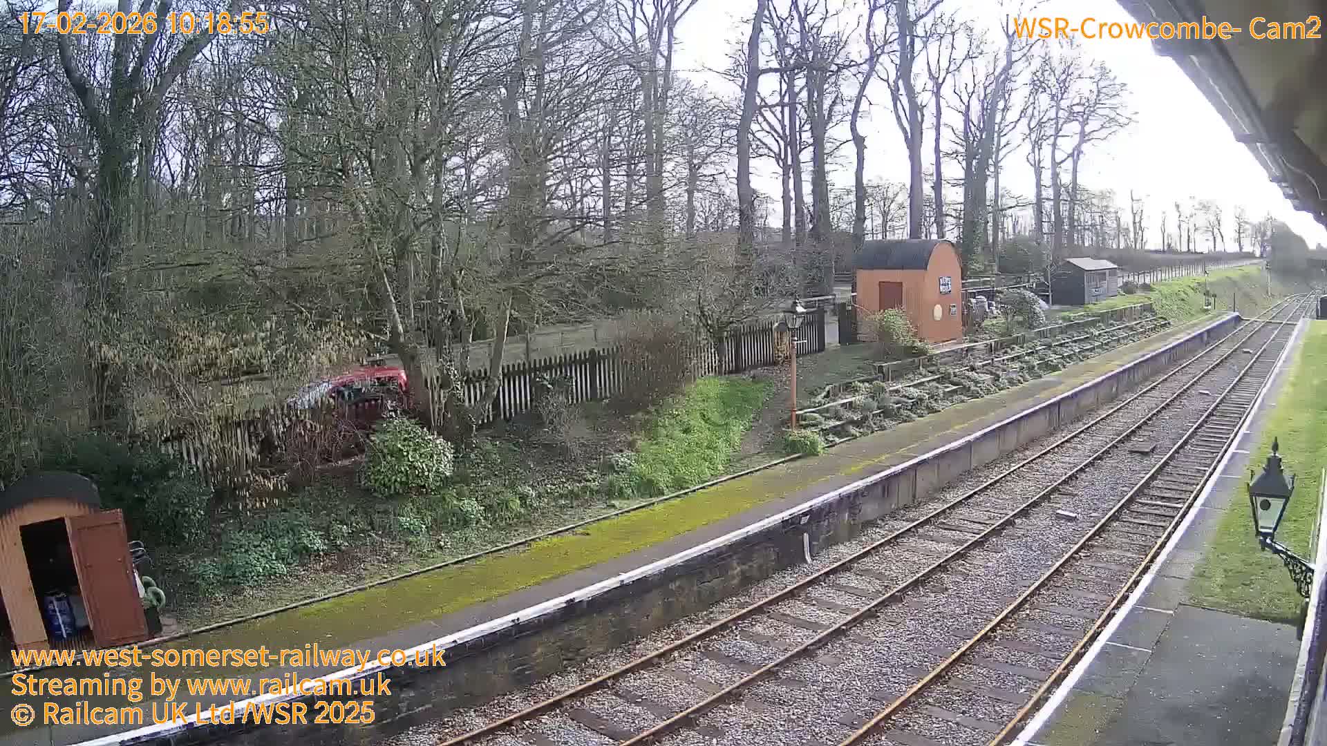 West Somerset Railway, Crowcombe Heathfield Railway Station towards East Live Cam - Taunton, Somerset, South West, England, United Kingdom