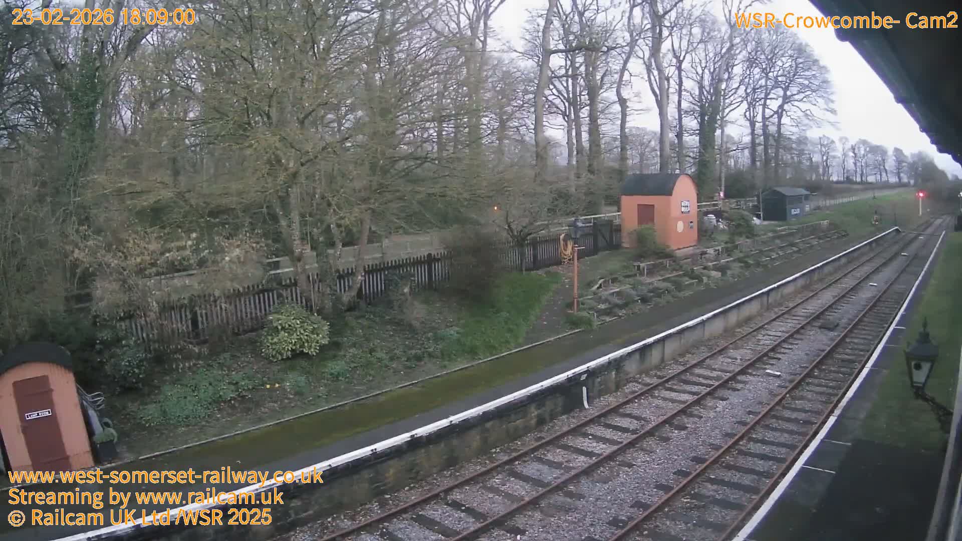 West Somerset Railway, Crowcombe Heathfield Railway Station towards East Live Cam - Taunton, Somerset, South West, England, United Kingdom
