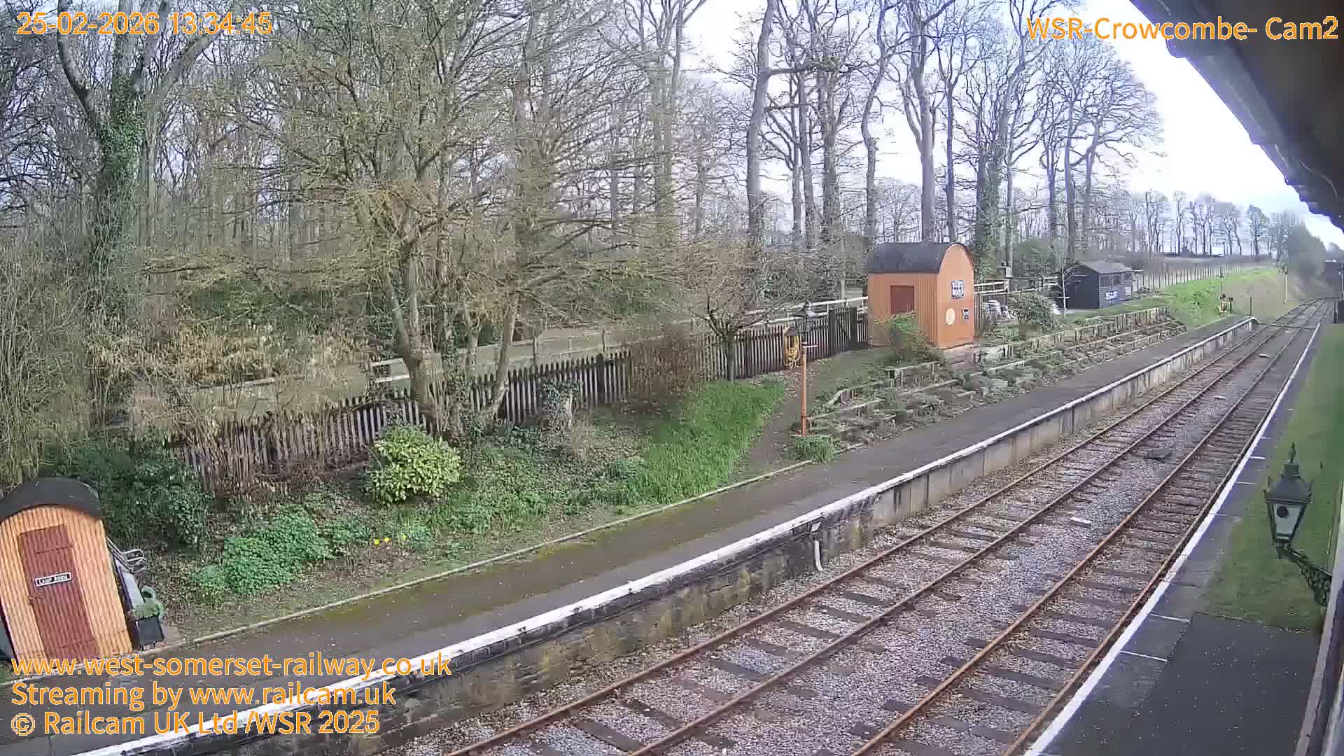 West Somerset Railway, Crowcombe Heathfield Railway Station towards East Live Cam - Taunton, Somerset, South West, England, United Kingdom