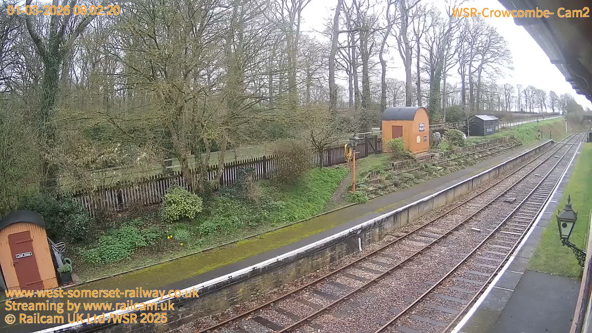 West Somerset Railway, Crowcombe Heathfield Railway Station towards East Live Cam - Taunton, Somerset, South West, England, United Kingdom