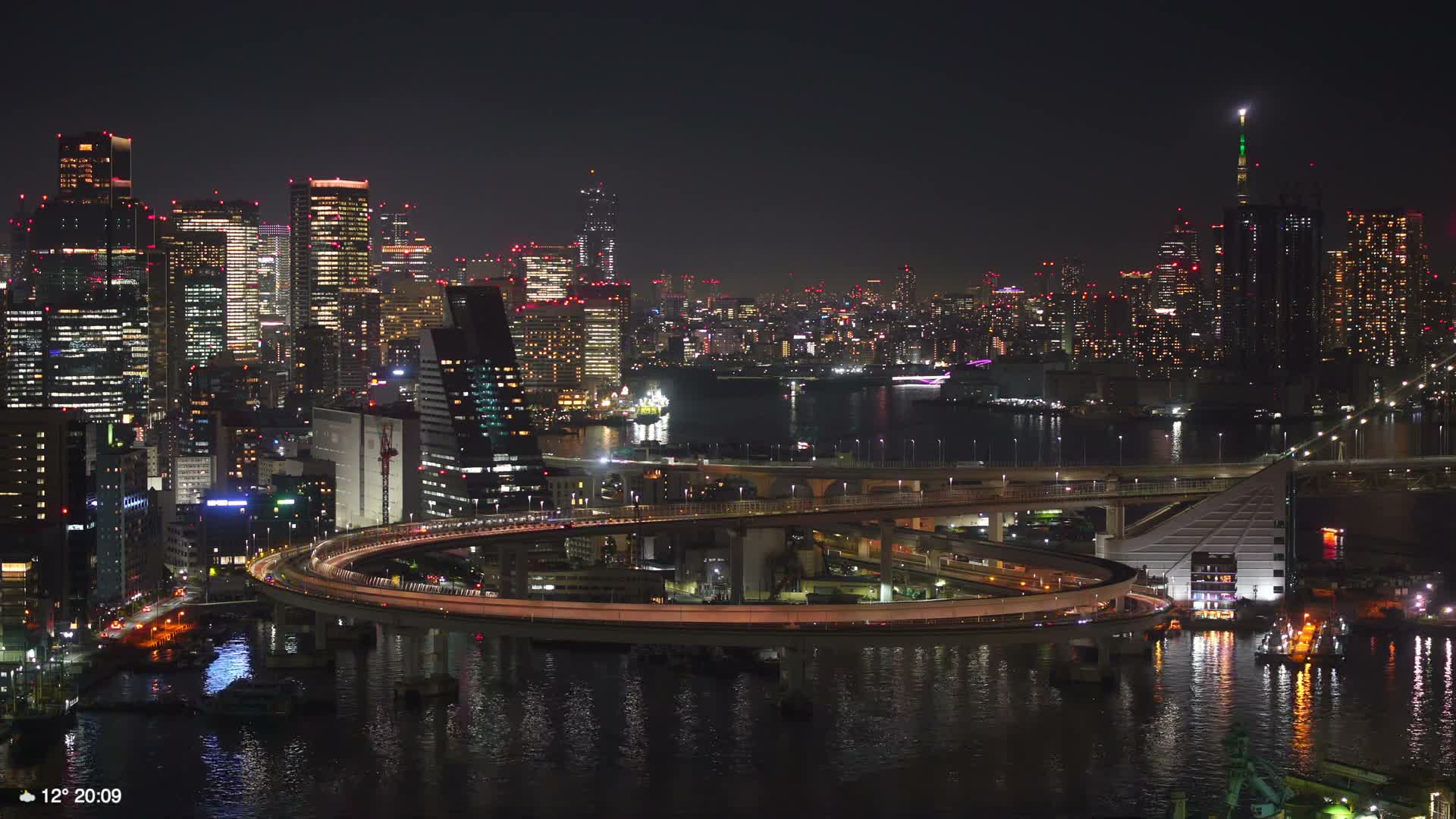 Tokyo City Center Skyline, Tokyo Bay & Rainbow Bridge (東京の街並み、東京湾、レインボーブリッジ)  Live Cam - Minato, Tokyo, Kantō, Honshu, Japan