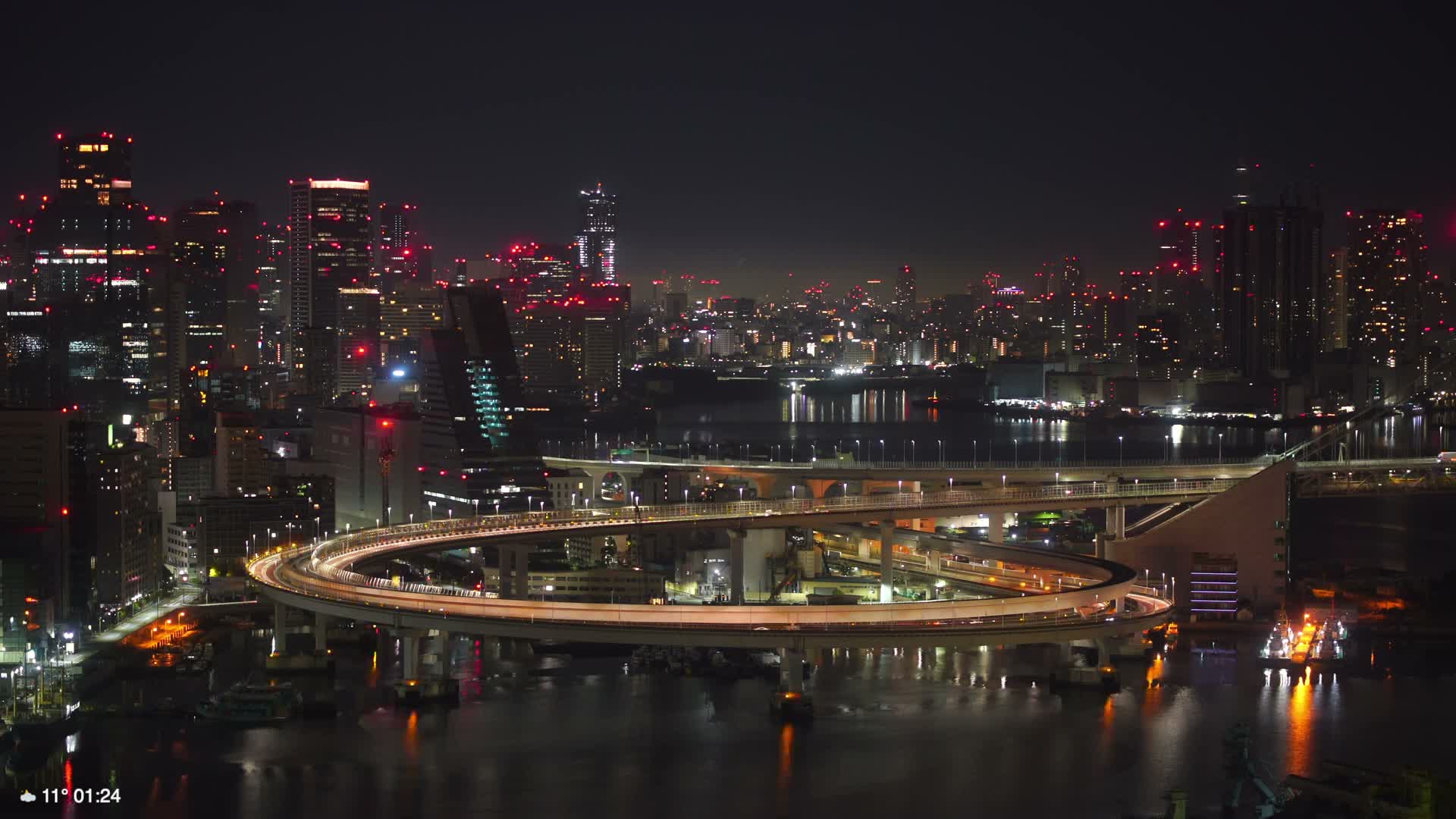 Tokyo City Center Skyline, Tokyo Bay & Rainbow Bridge (東京の街並み、東京湾、レインボーブリッジ)  Live Cam - Minato, Tokyo, Kantō, Honshu, Japan