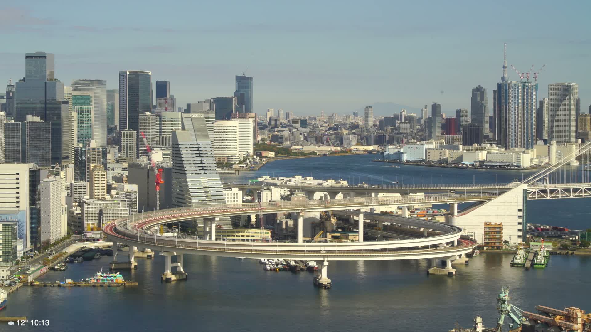Tokyo City Center Skyline, Tokyo Bay & Rainbow Bridge (東京の街並み、東京湾、レインボーブリッジ)  Live Cam - Minato-ku, Tokyo, Kantō, Honshu, Japan