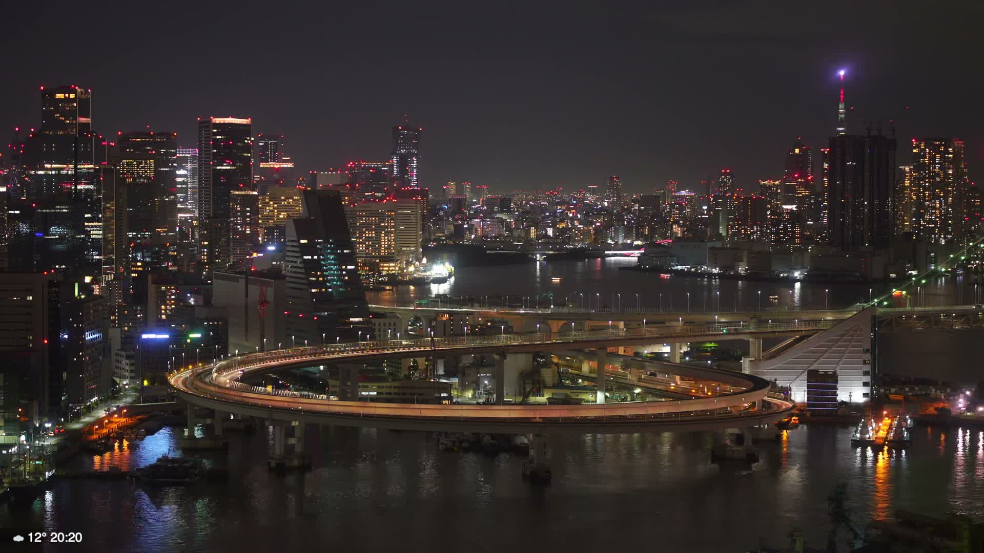 Tokyo City Center Skyline, Tokyo Bay & Rainbow Bridge (東京の街並み、東京湾、レインボーブリッジ)  Live Cam - Minato-ku, Tokyo, Kantō, Honshu, Japan