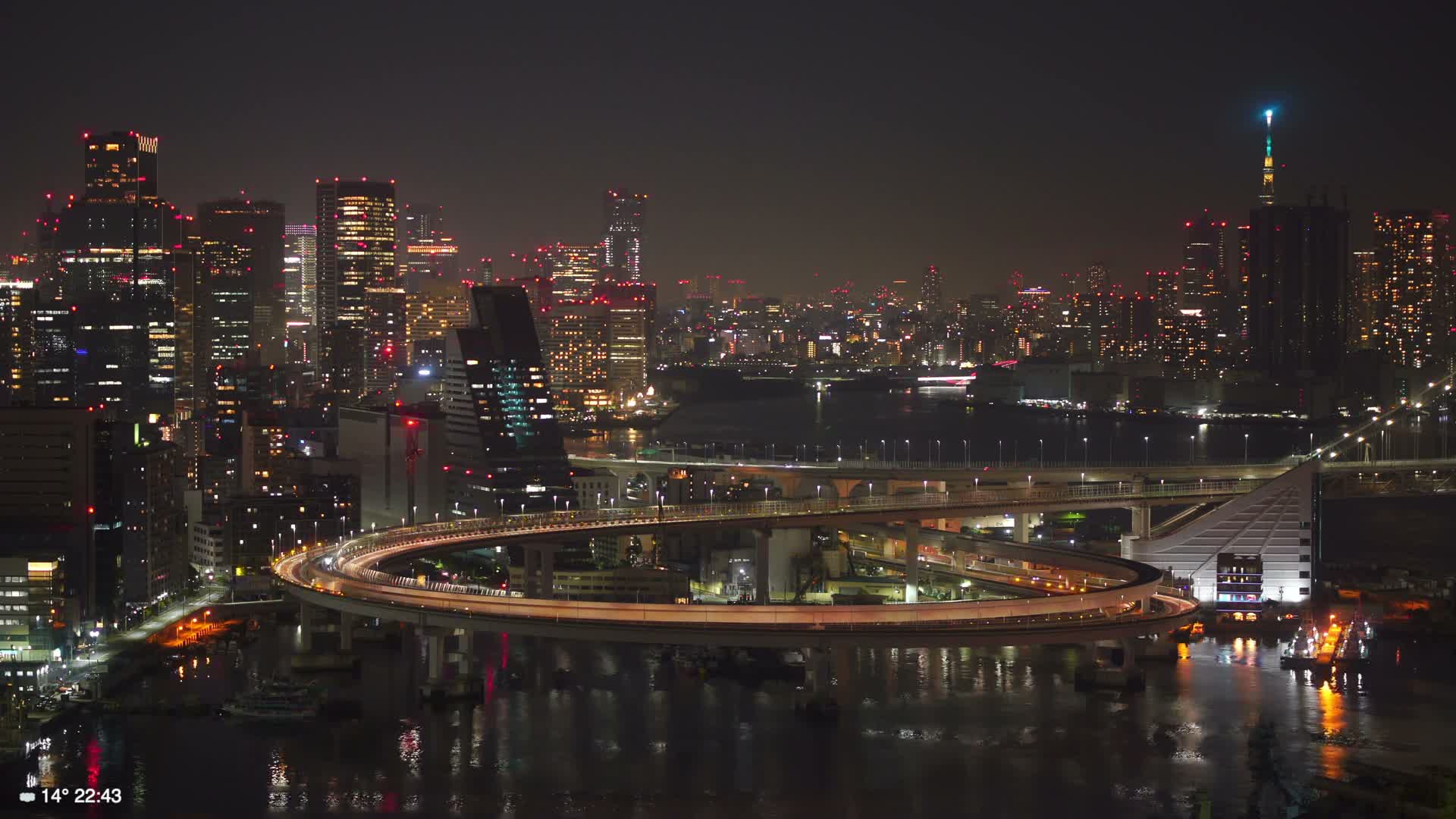 Tokyo City Center Skyline, Tokyo Bay & Rainbow Bridge (東京の街並み、東京湾、レインボーブリッジ)  Live Cam - Minato-ku, Tokyo, Kantō, Honshu, Japan