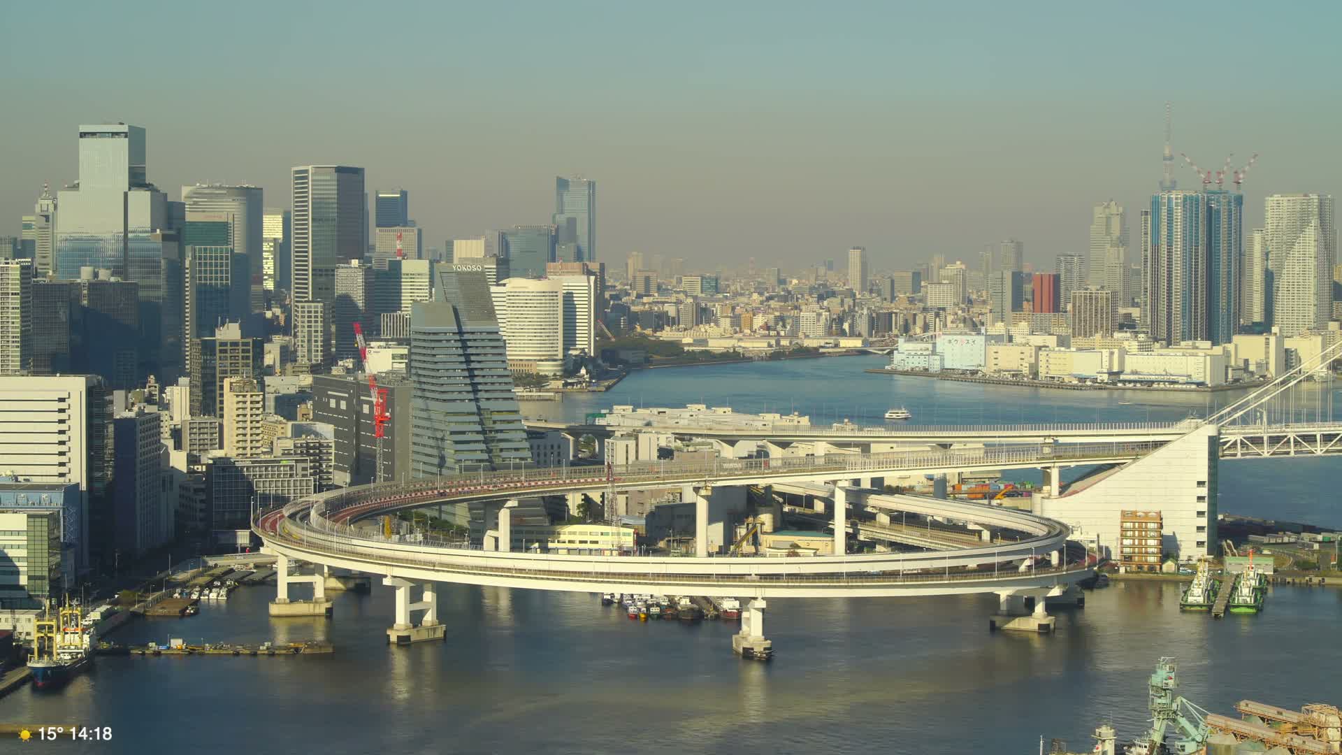 Tokyo City Center Skyline, Tokyo Bay & Rainbow Bridge (東京の街並み、東京湾、レインボーブリッジ)  Live Cam - Minato-ku, Tokyo, Kantō, Honshu, Japan
