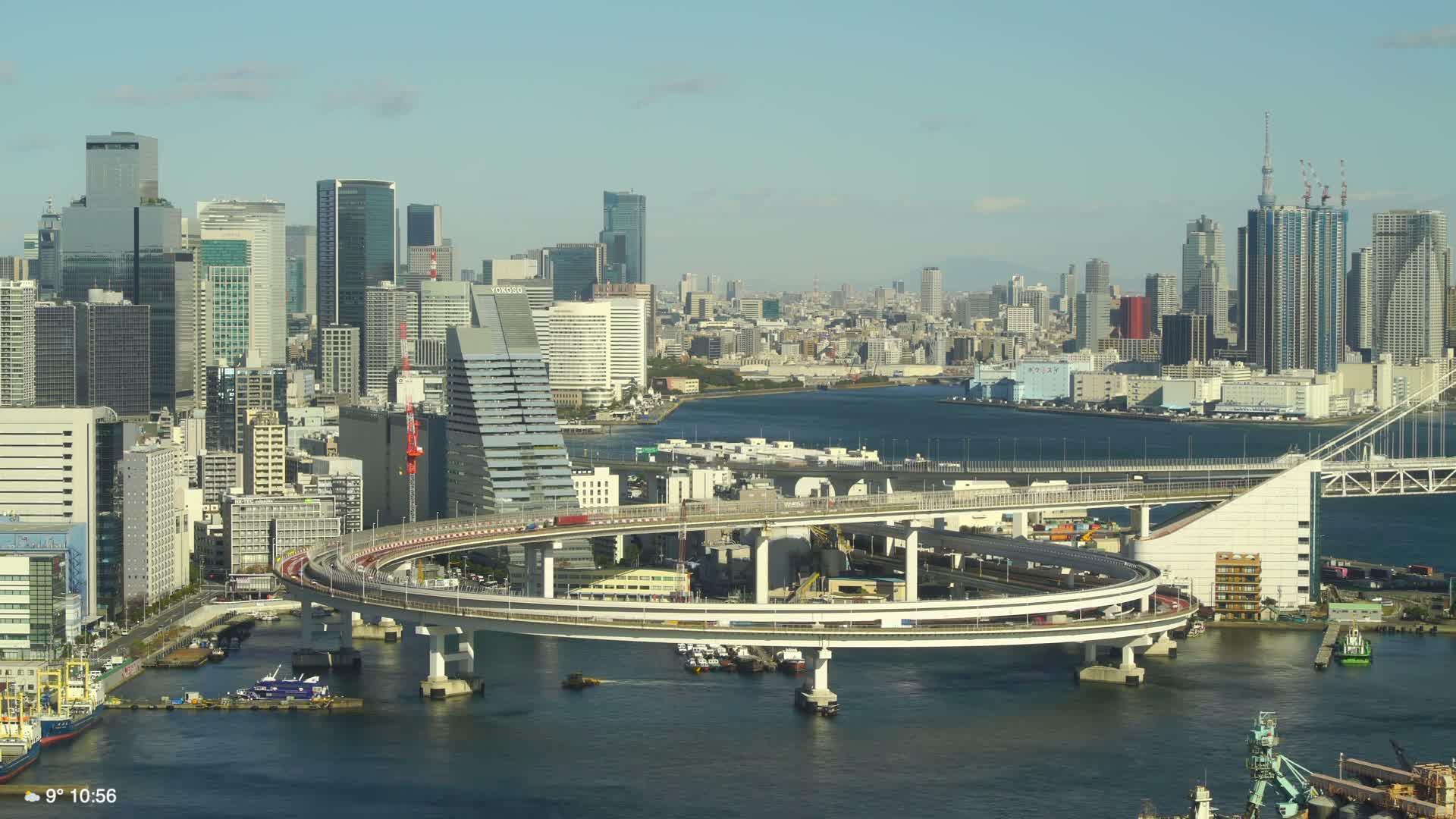 Tokyo City Center Skyline, Tokyo Bay & Rainbow Bridge (東京の街並み、東京湾、レインボーブリッジ)  Live Cam - Minato-ku, Tokyo, Kantō, Honshu, Japan