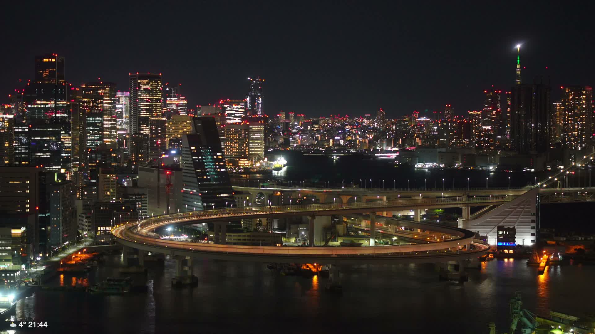 Tokyo City Center Skyline, Tokyo Bay & Rainbow Bridge (東京の街並み、東京湾、レインボーブリッジ)  Live Cam - Minato-ku, Tokyo, Kantō, Honshu, Japan