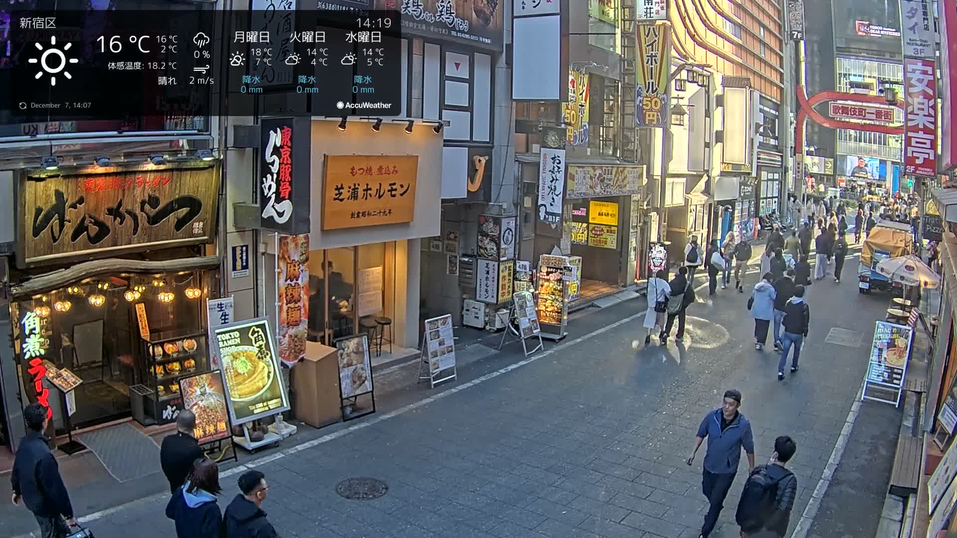 Tokyo, Shinjuku Kabukicho Ichiban-gai Street towards North (東京 新宿 歌舞伎町一番街通り) Live Cam - Kabukichō, Shinjuku-ku, Tokyo, Kantō, Honshu, Japan
