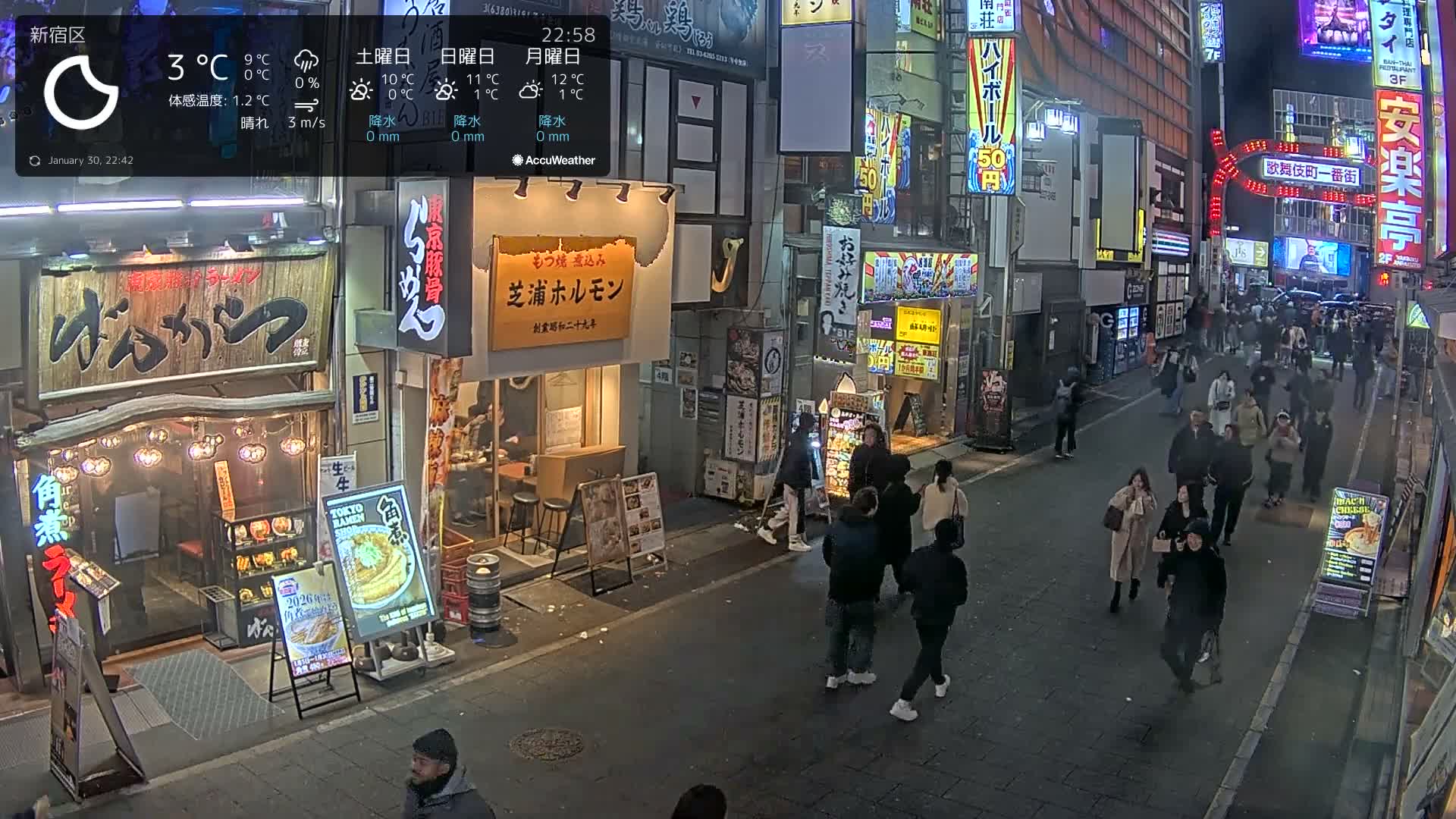 Tokyo, Shinjuku Kabukicho Ichiban-gai Street towards North (東京 新宿 歌舞伎町一番街通り) Live Cam - Kabukichō, Shinjuku-ku, Tokyo, Kantō, Honshu, Japan