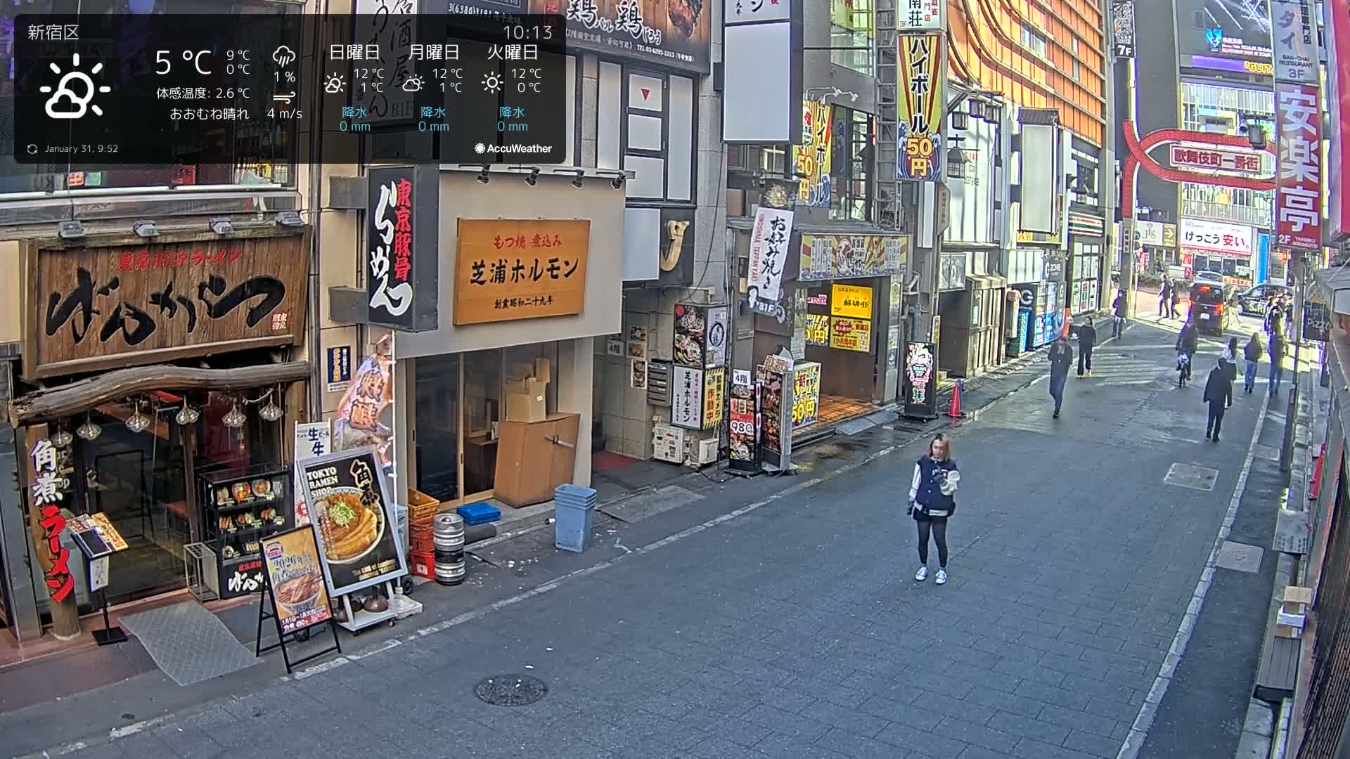 Tokyo, Shinjuku Kabukicho Ichiban-gai Street towards North (東京 新宿 歌舞伎町一番街通り) Live Cam - Kabukichō, Shinjuku-ku, Tokyo, Kantō, Honshu, Japan