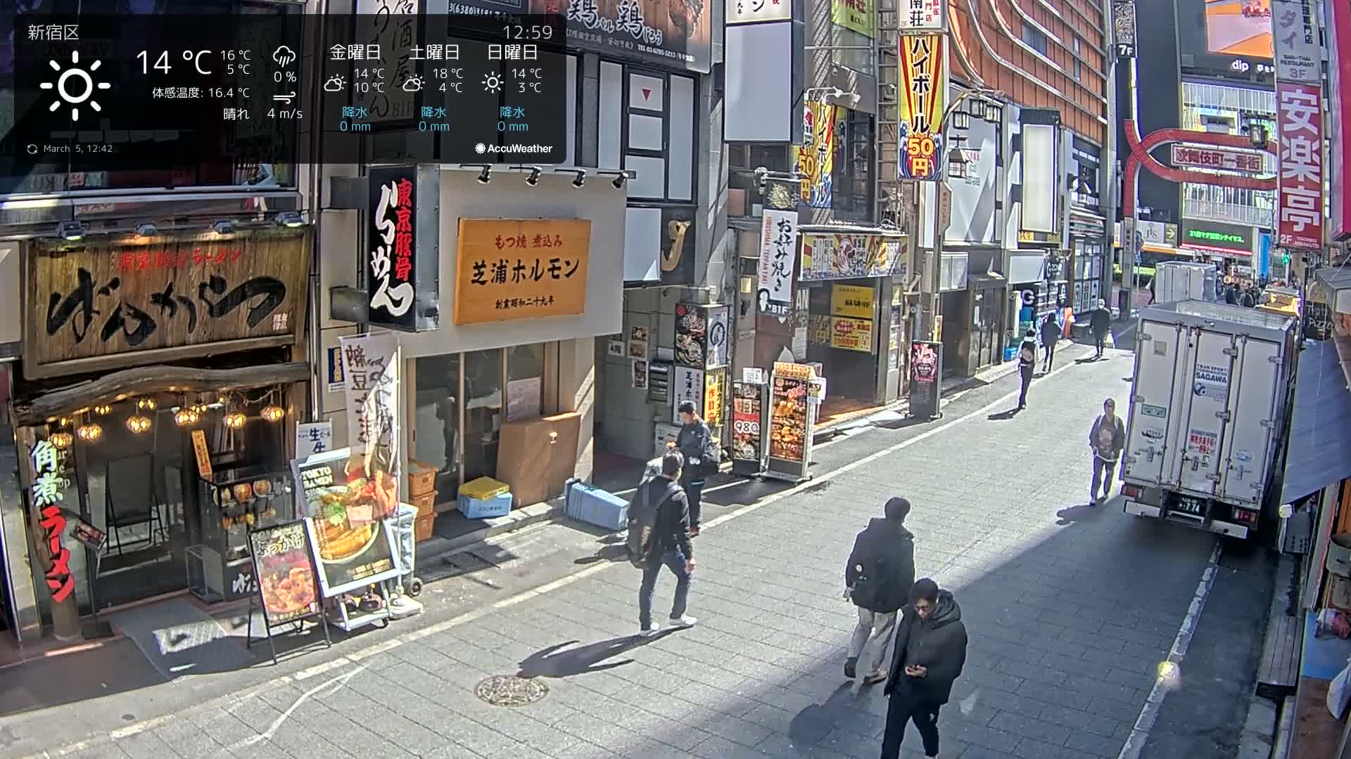 Tokyo, Shinjuku Kabukicho Ichiban-gai Street towards North (東京 新宿 歌舞伎町一番街通り) Live Cam - Kabukichō, Shinjuku-ku, Tokyo, Kantō, Honshu, Japan