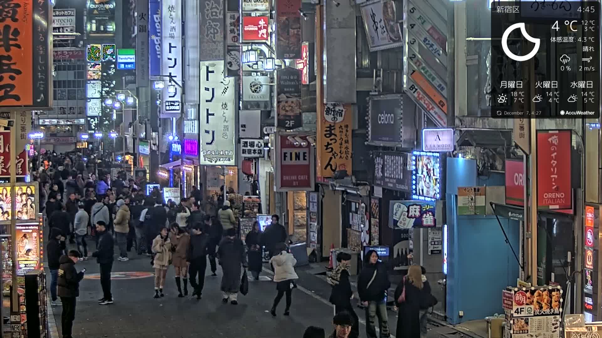 Tokyo, Shinjuku Kabukicho Ichiban-gai Street towards South (東京 新宿 歌舞伎町一番街通り) Live Cam - Kabukichō, Shinjuku-ku, Tokyo, Kantō, Honshu, Japan