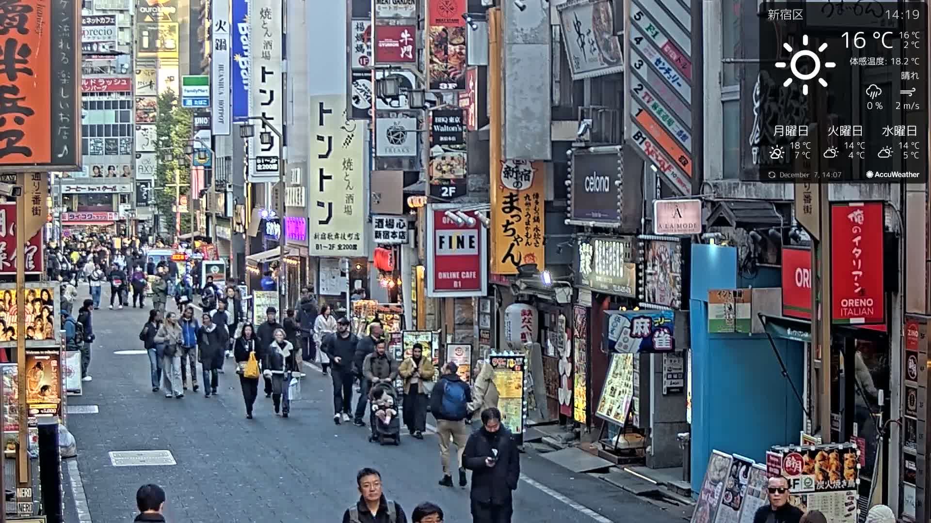 Tokyo, Shinjuku Kabukicho Ichiban-gai Street towards South (東京 新宿 歌舞伎町一番街通り) Live Cam - Kabukichō, Shinjuku-ku, Tokyo, Kantō, Honshu, Japan