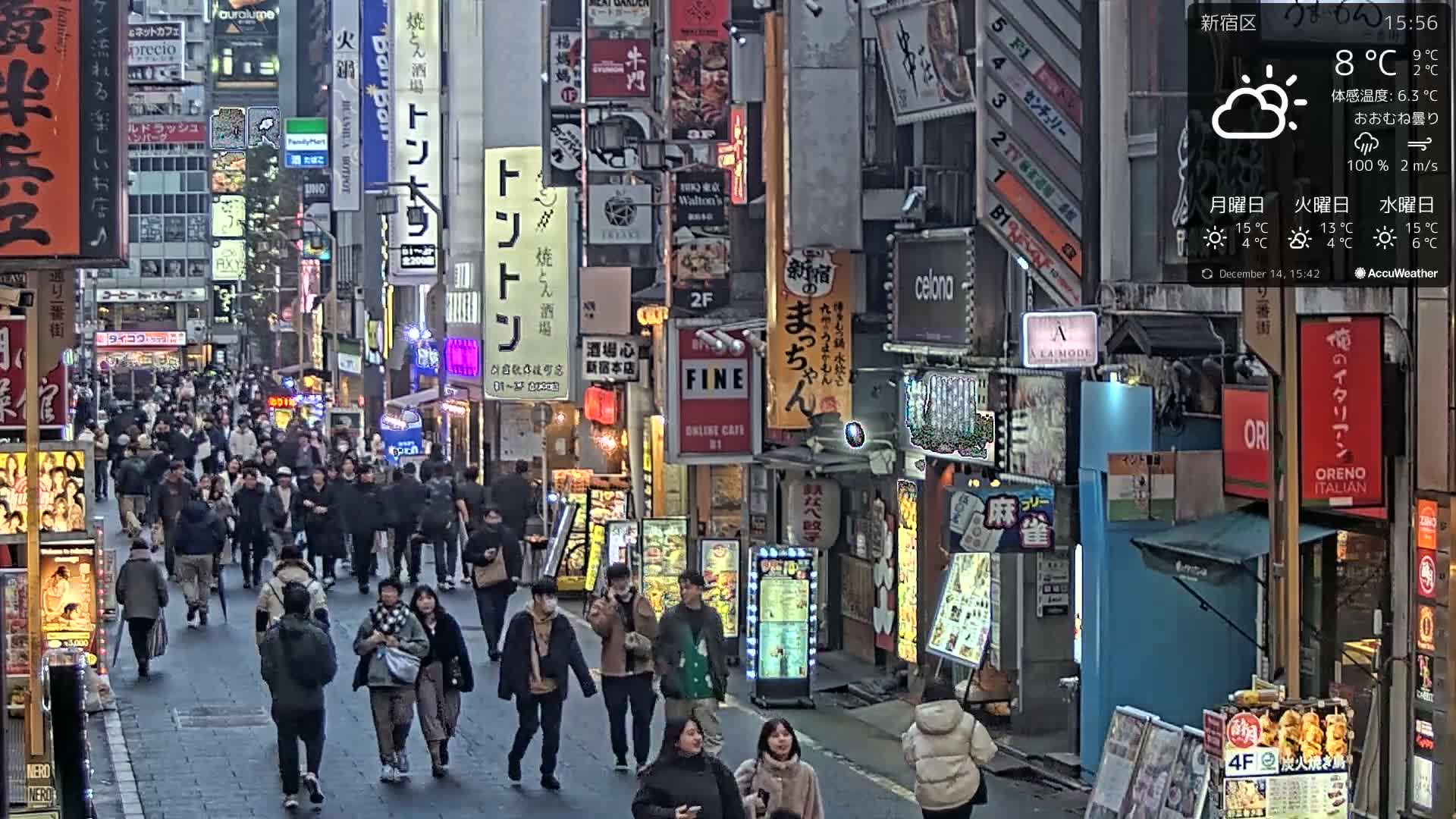 Tokyo, Shinjuku Kabukicho Ichiban-gai Street towards South (東京 新宿 歌舞伎町一番街通り) Live Cam - Kabukichō, Shinjuku-ku, Tokyo, Kantō, Honshu, Japan