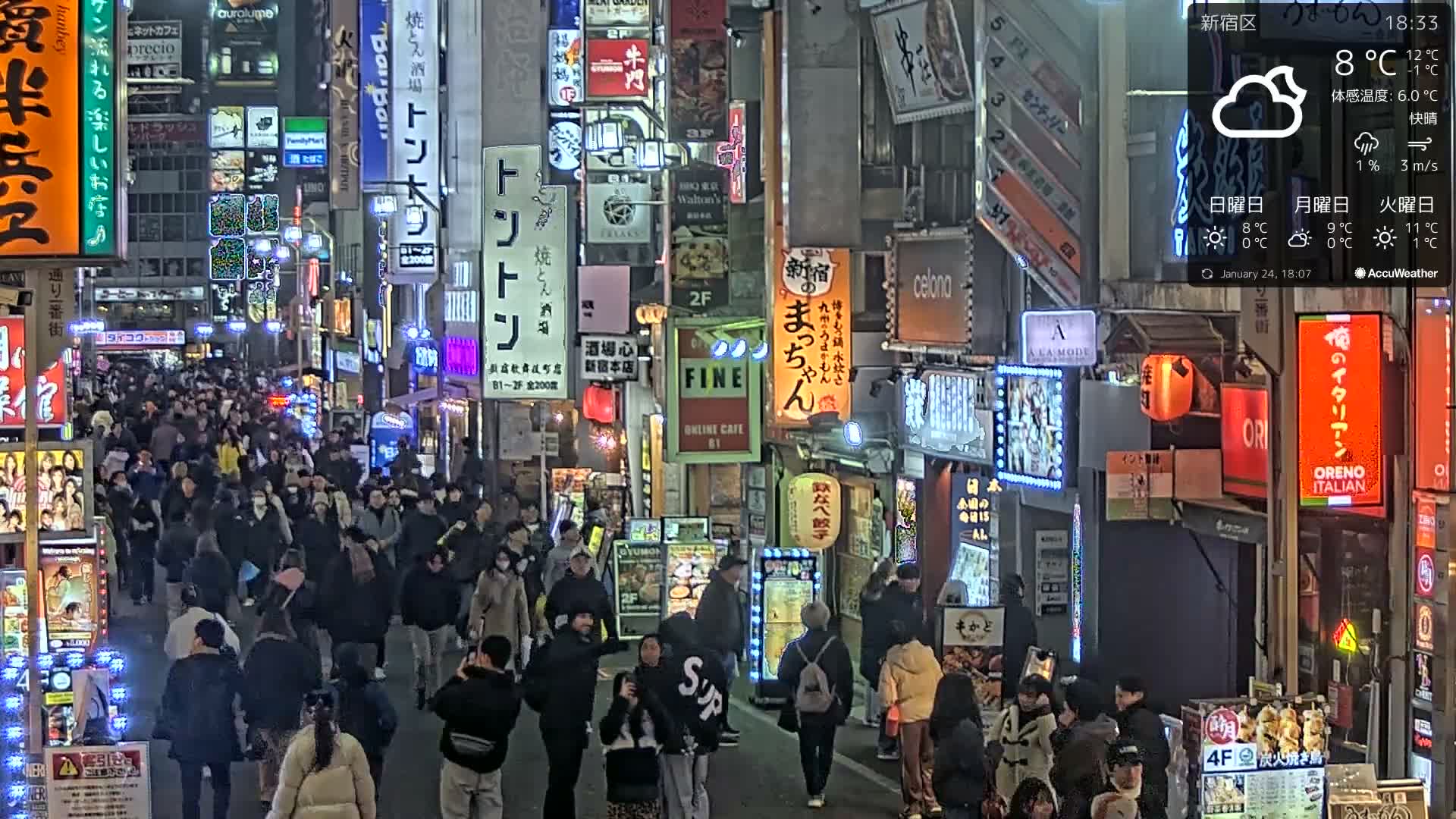 Tokyo, Shinjuku Kabukicho Ichiban-gai Street towards South (東京 新宿 歌舞伎町一番街通り) Live Cam - Kabukichō, Shinjuku-ku, Tokyo, Kantō, Honshu, Japan