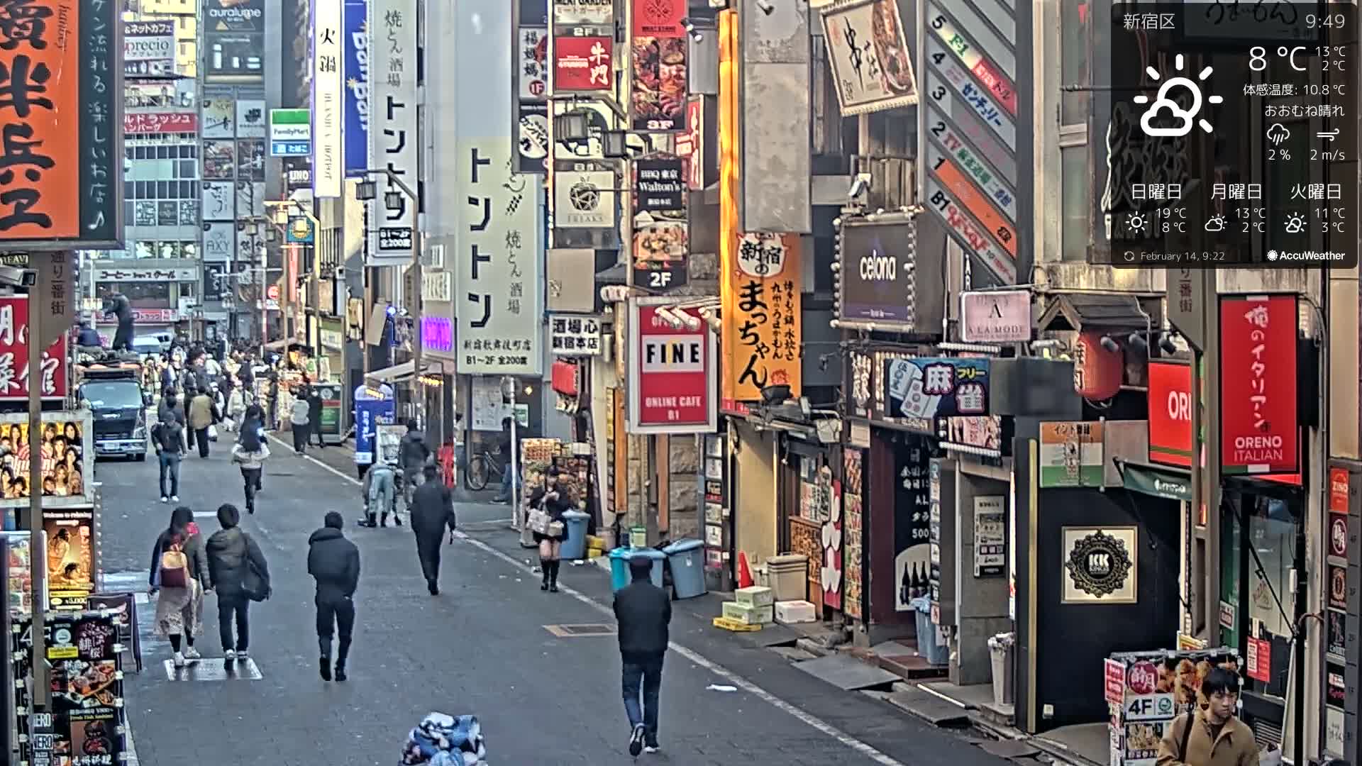 Tokyo, Shinjuku Kabukicho Ichiban-gai Street towards South (東京 新宿 歌舞伎町一番街通り) Live Cam - Kabukichō, Shinjuku-ku, Tokyo, Kantō, Honshu, Japan