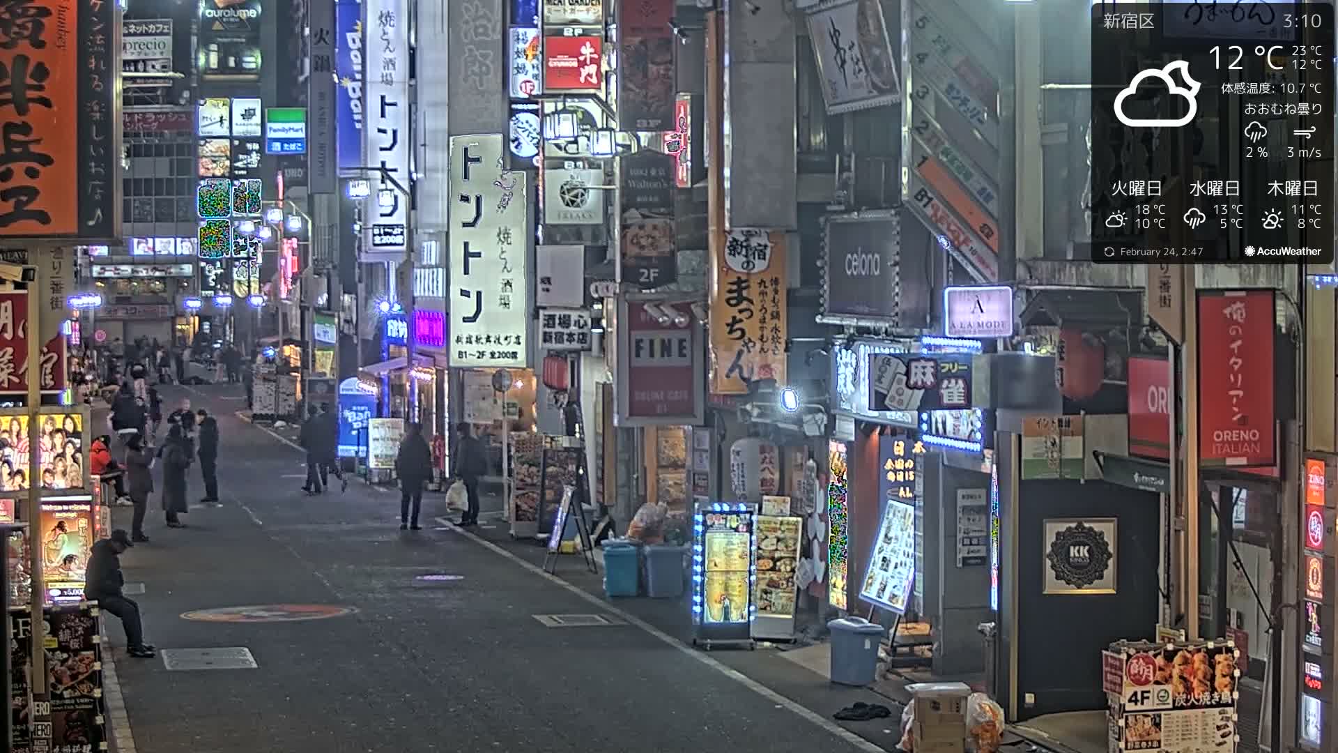 Tokyo, Shinjuku Kabukicho Ichiban-gai Street towards South (東京 新宿 歌舞伎町一番街通り) Live Cam - Kabukichō, Shinjuku-ku, Tokyo, Kantō, Honshu, Japan